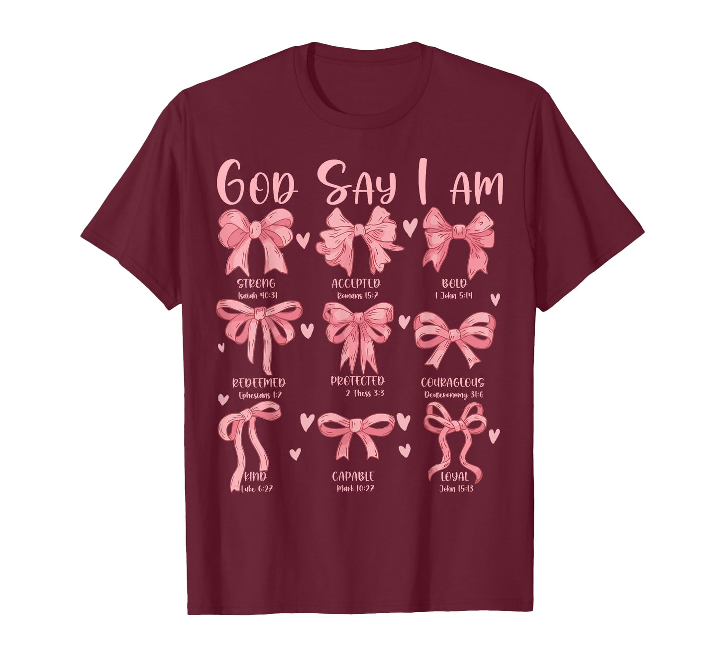Cute God Say I Am Coquette Bow Christian Girls Jesus Church T-Shirt