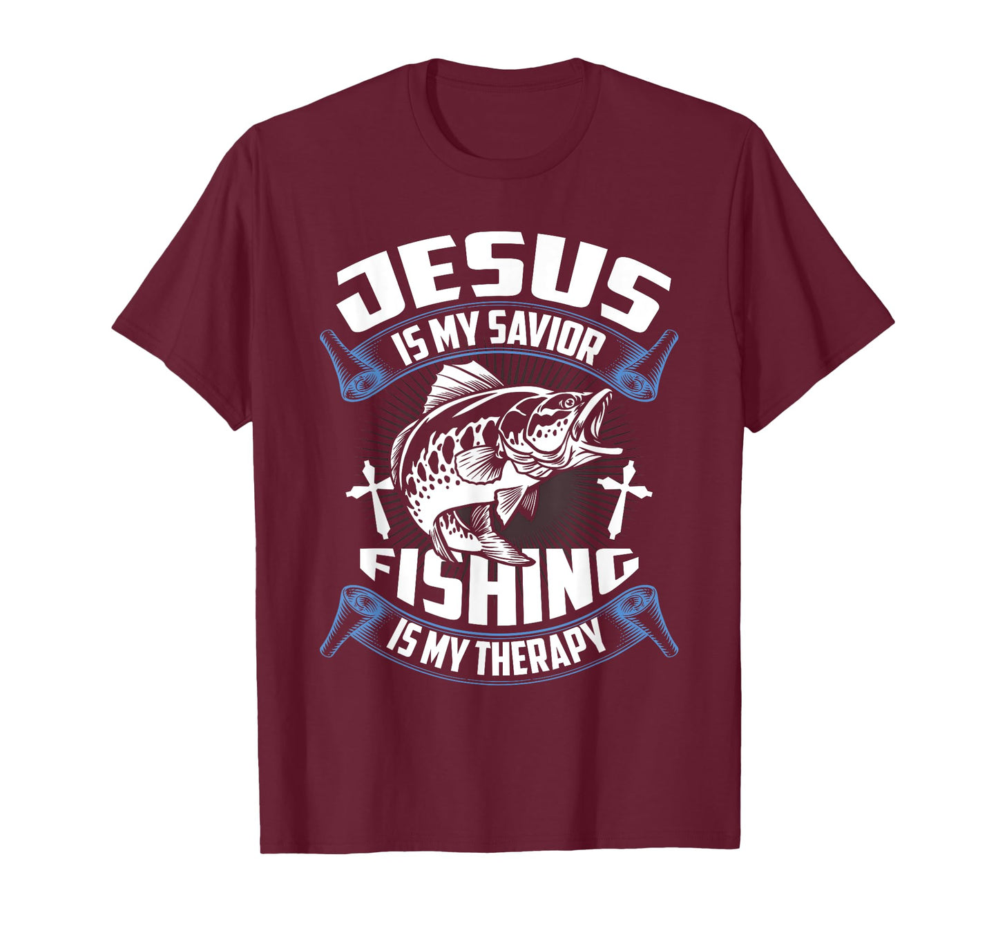 Jesus Is My Savior Fishing Is My Therapy Christian Fishermen T-Shirt