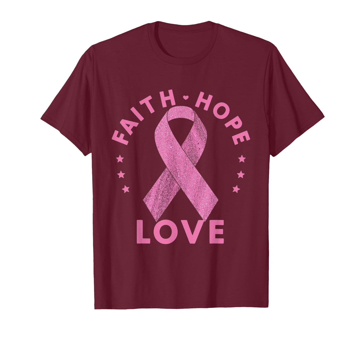 Faith Hope Love Breast Cancer Awareness Pink Ribbon Support T-Shirt