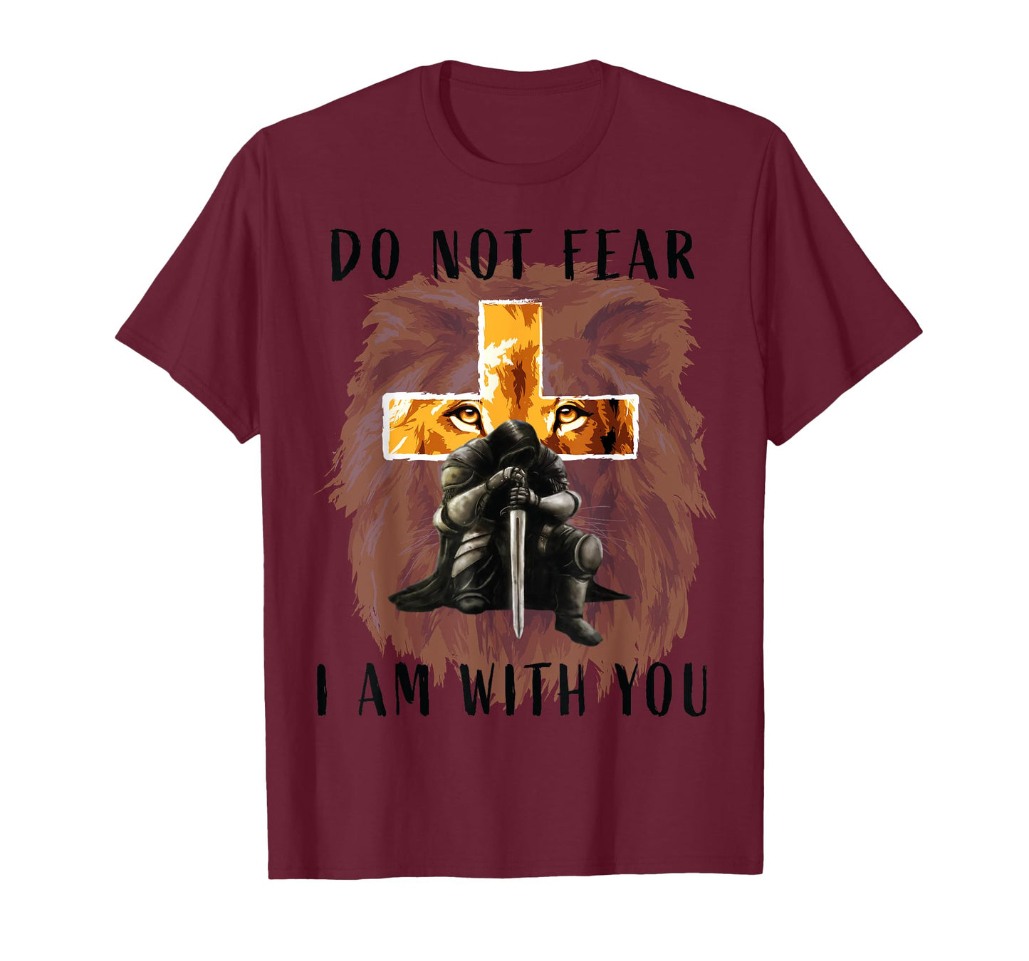 Christian Bible Verse Men Lion Faith Fear Religious T-Shirt