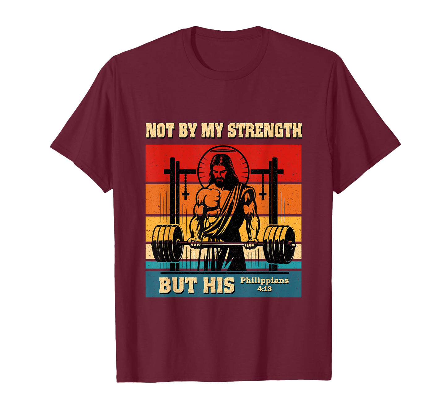 My Strength Christian Men Gym Workout Weightlifting Retro T-Shirt