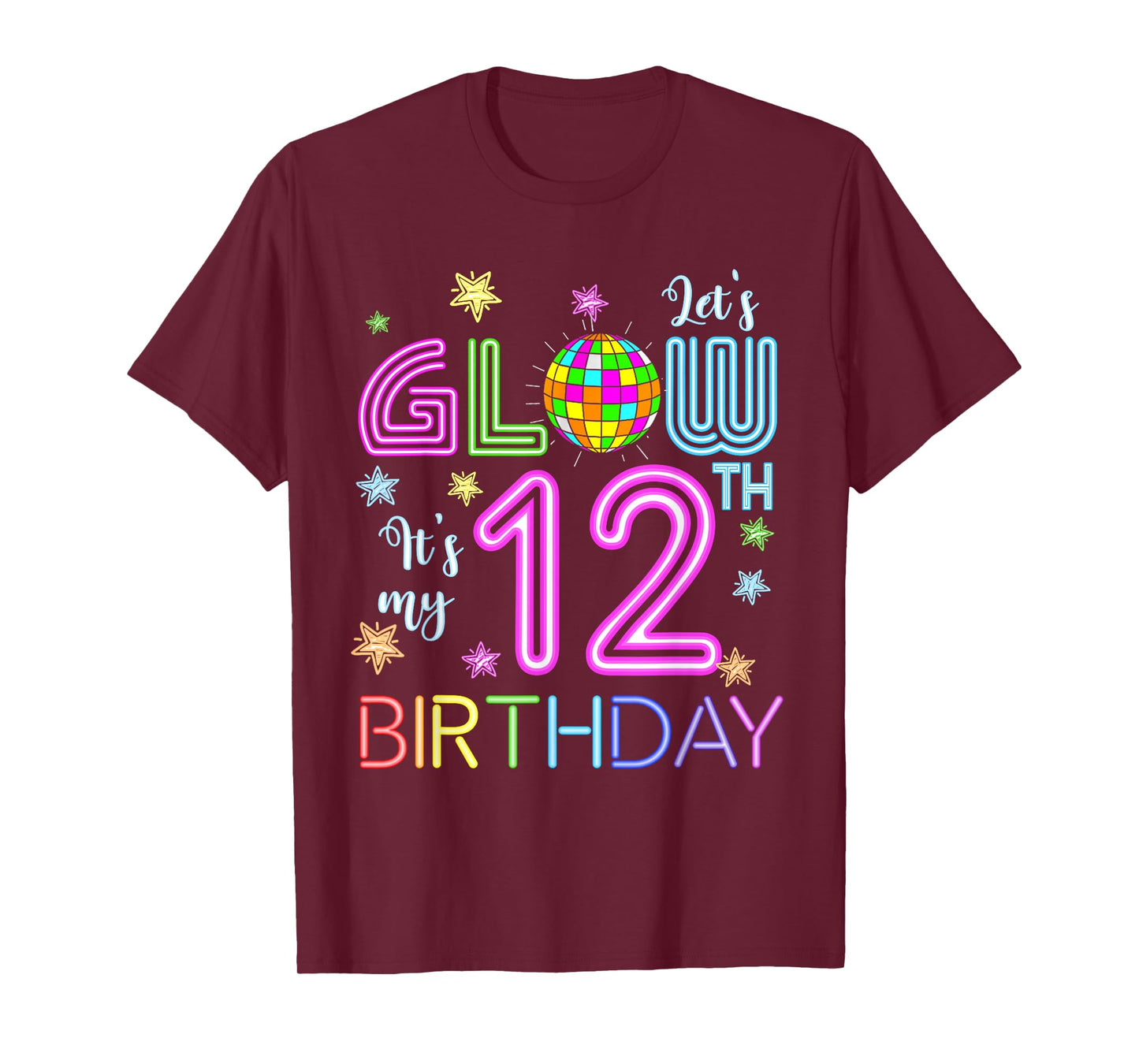 Lets Crazy It's My 12th Birthday Glowing 80s 12 Year Old T-Shirt