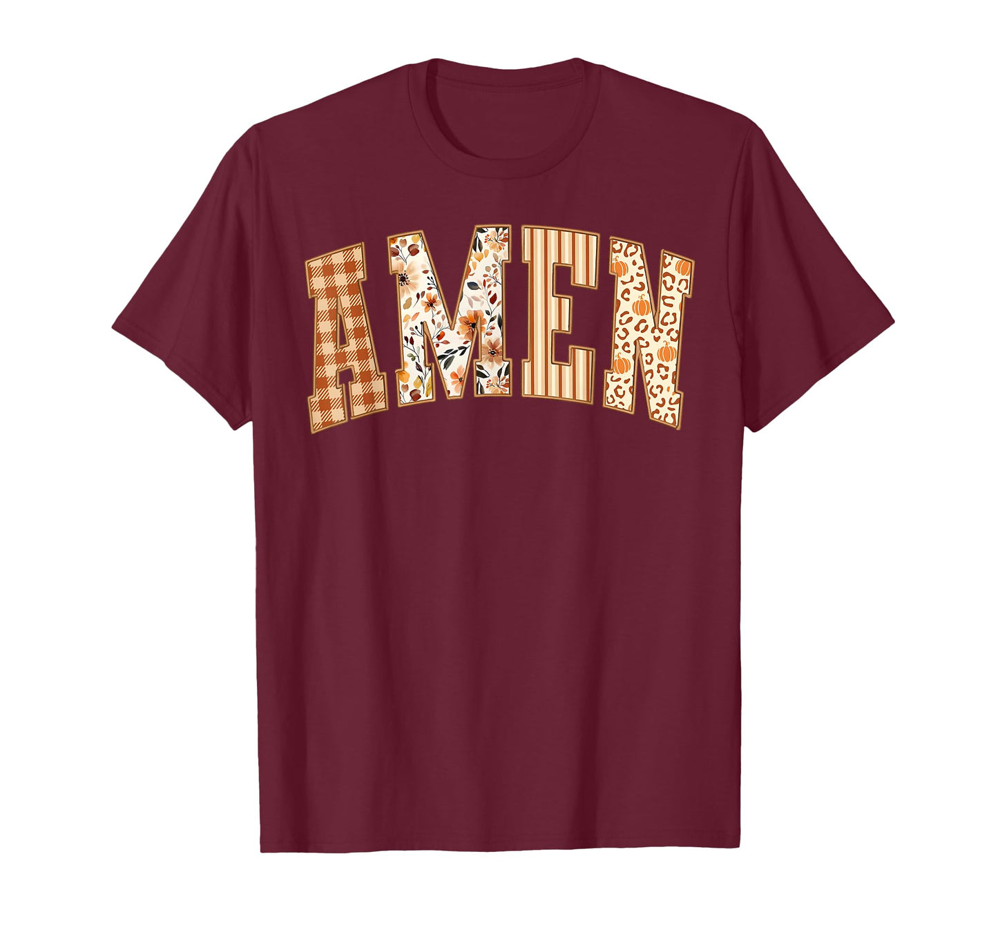 Amen Jesus Christian Faith Thanksgiving Autumn Fall Leaves T-Shirt