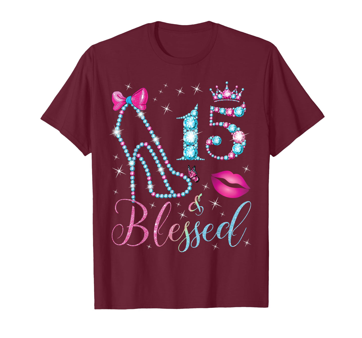 15 & Blessed 15th Birthday Party 15 Years Old Girl Queen T-Shirt