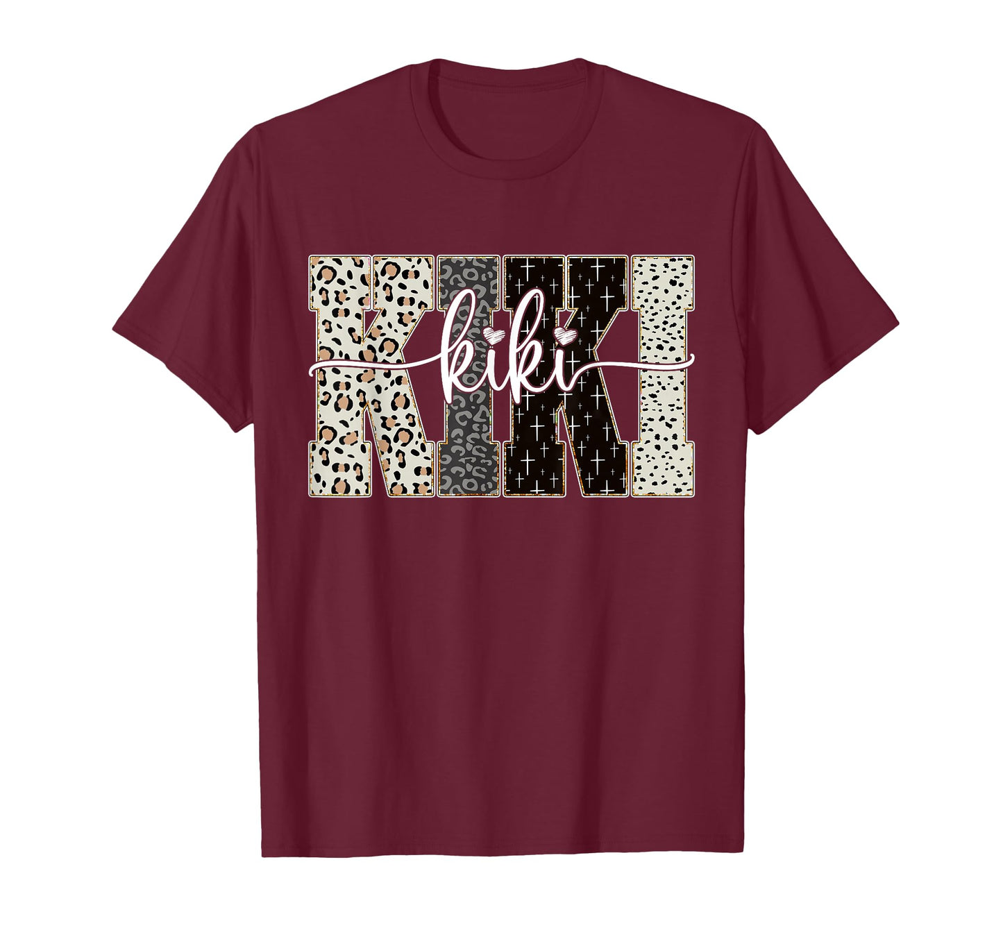 Kiki Bible Leopard Cross Faith and Love Christian Kiki Women T-Shirt