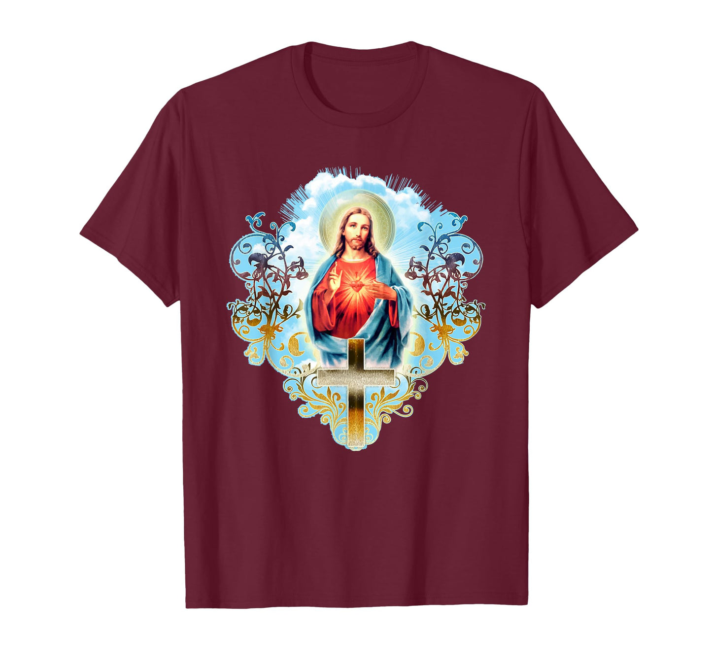 Heart Jesus Christ Vintage Cross Catholic Gifts T-Shirt
