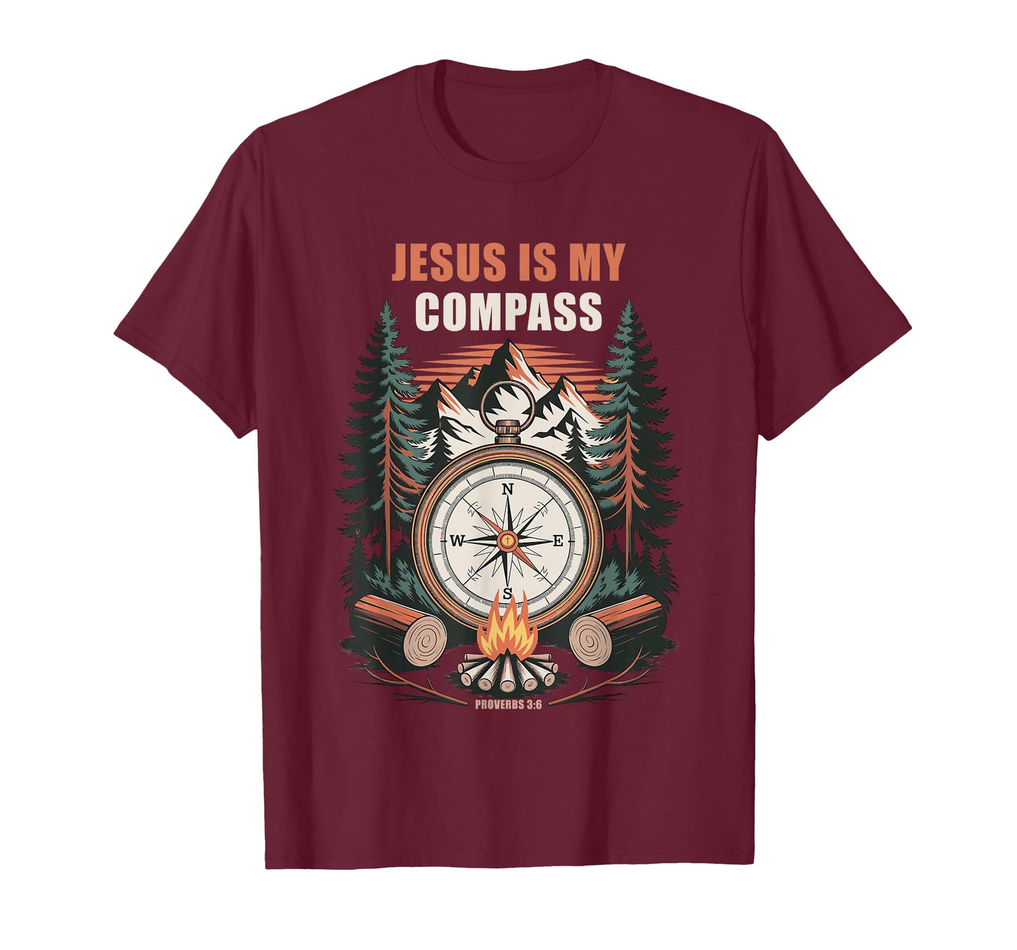 Jesus is My Compass – Proverbs 3:6 Christian Faith Camping T-Shirt