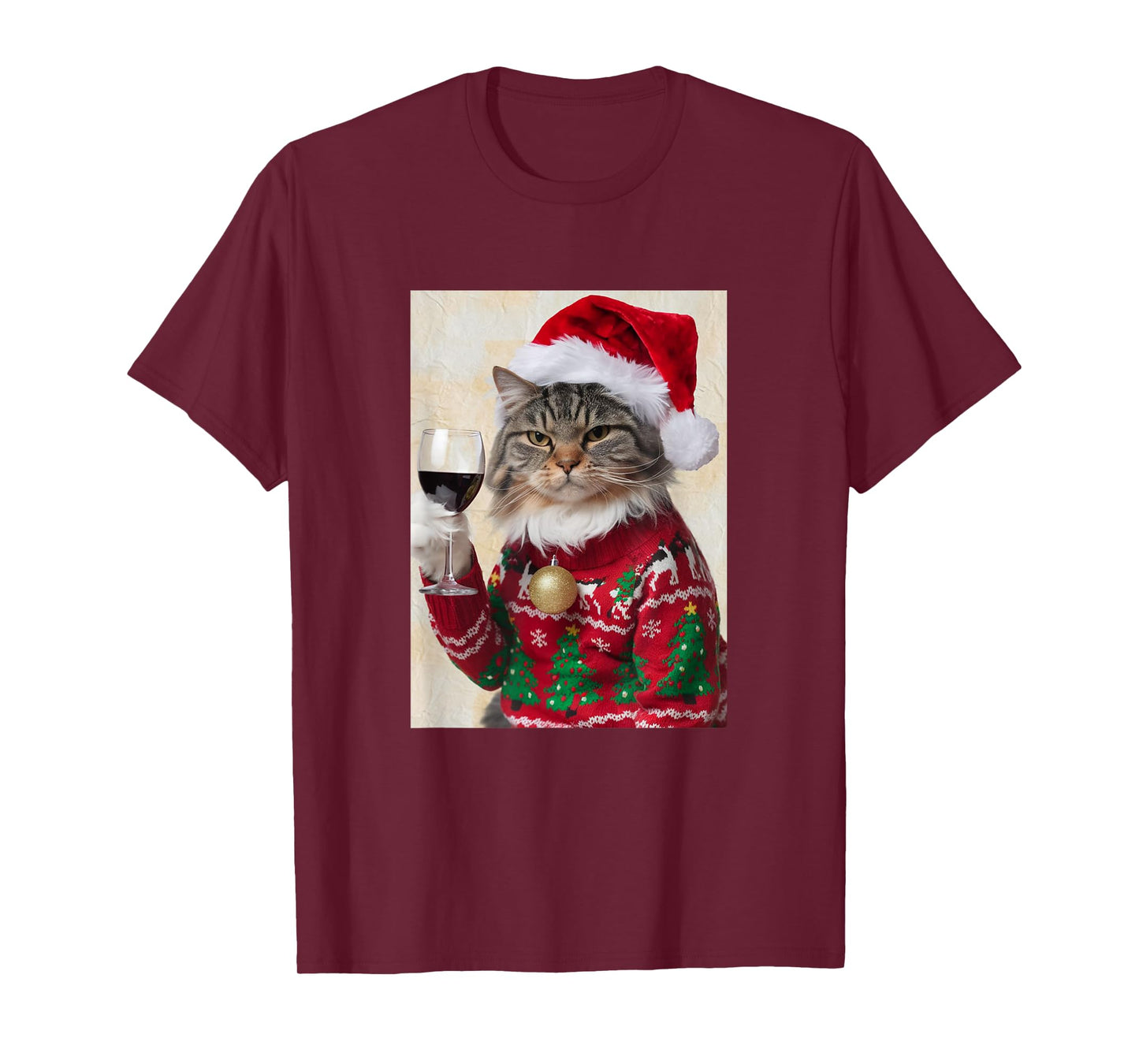 Cat Drinking Wine Cute Cat Holding Red Wine Lovers T-Shirt
