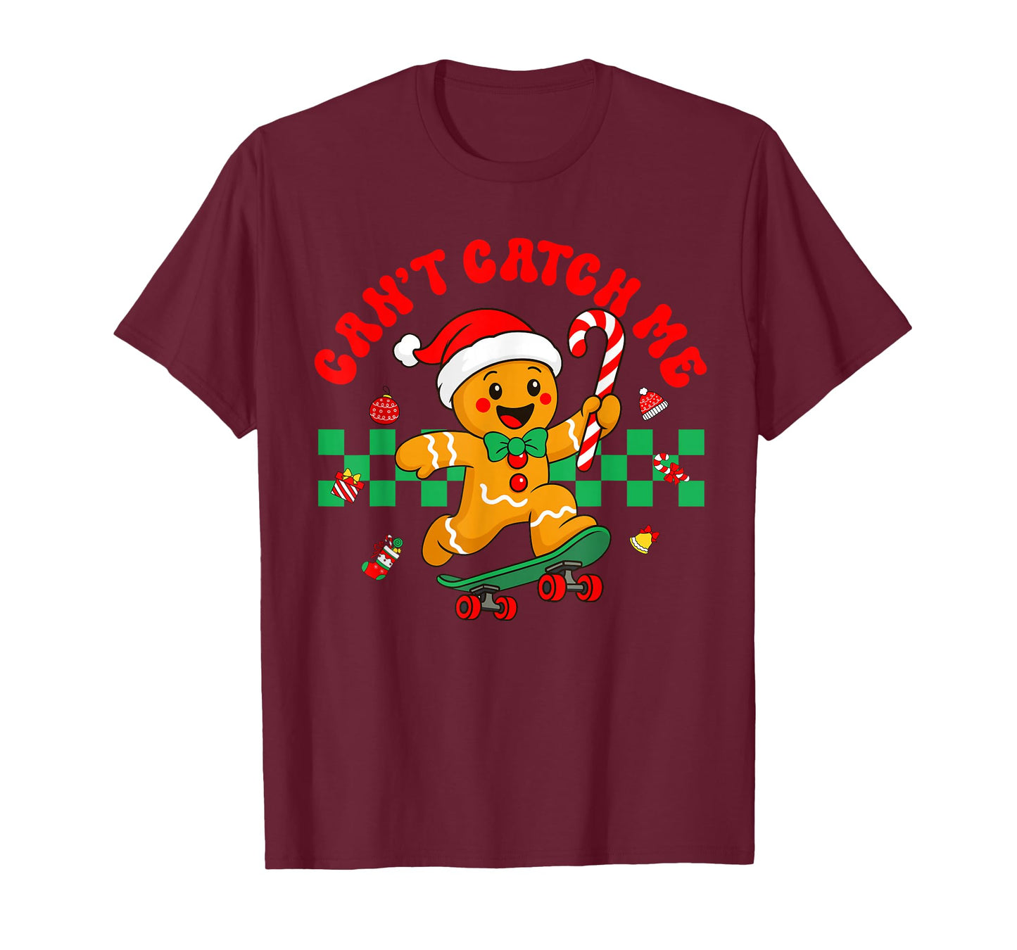 Can't Catch Me Retro Christmas Gingerbread Boy Xmas Kids T-Shirt