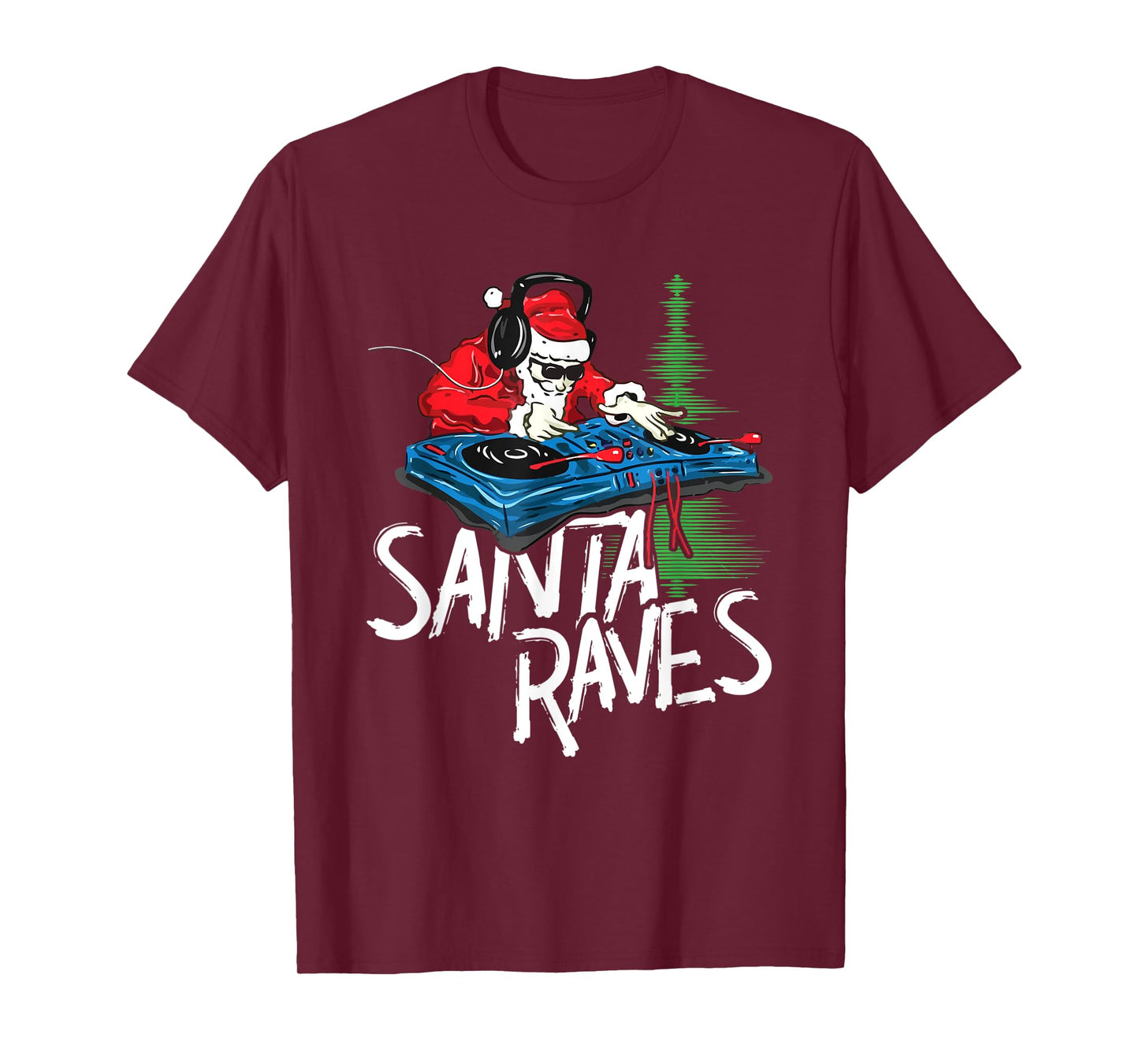 Santa Raves EDM Rave Outfit DJ Christmas Xmas Gift T-Shirt