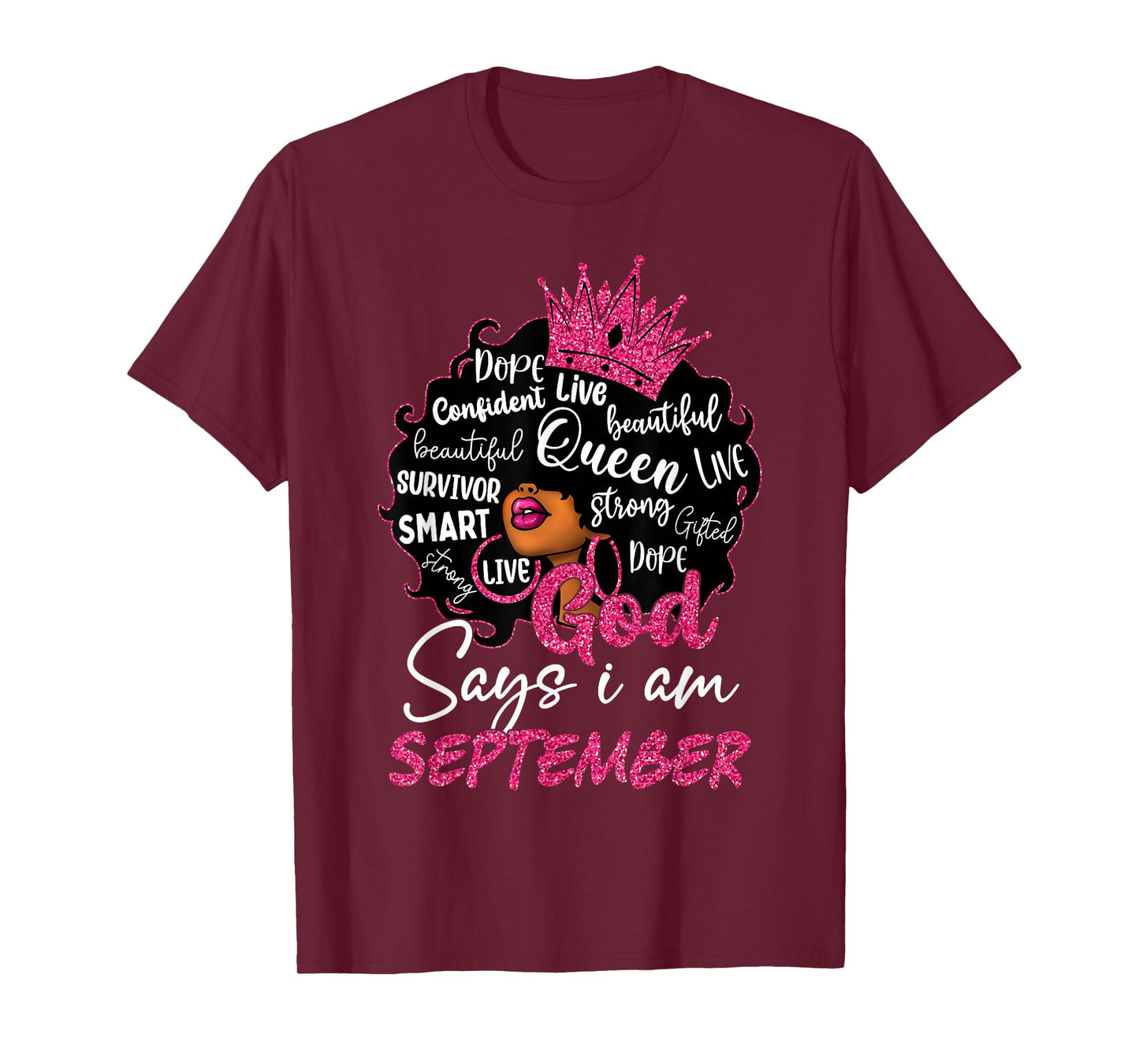 September Birthday God Says I Am Black Woman Religious Bday T-Shirt
