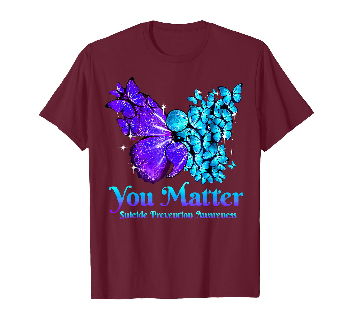 You Matter Teal Purple Butterfly Semicolon Positive Quote T-Shirt