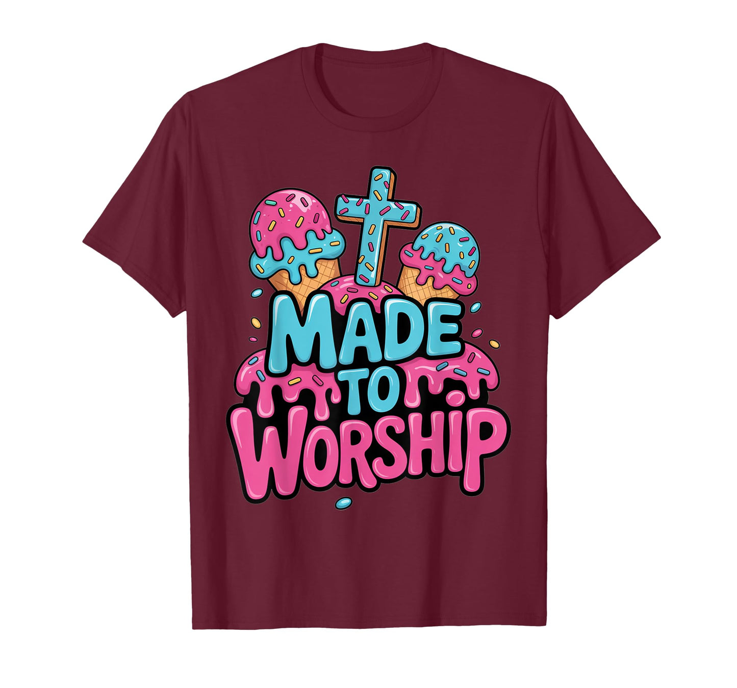 Drippy Made To Worship Shirt Ice Cream Drip Christian Kids T-Shirt