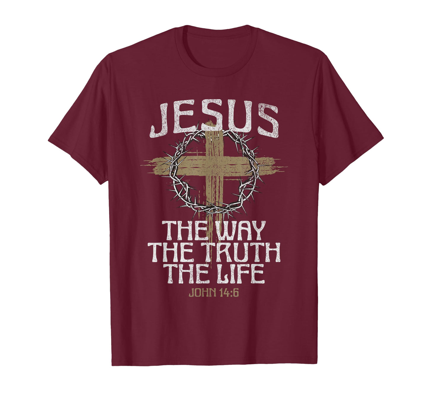 Jesus The Way The Truth The Life Bible Verse Christian Cross T-Shirt