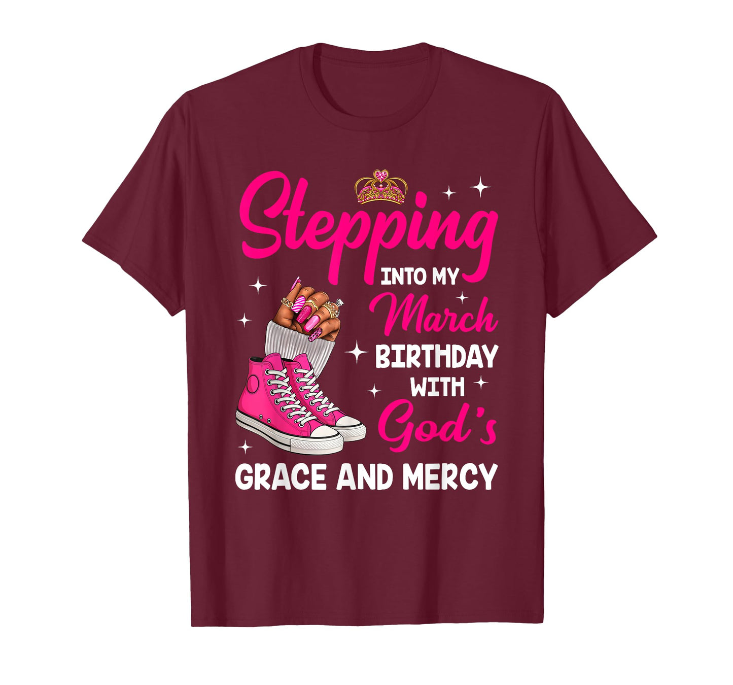 Stepping Into My March Birthday Afro Woman Melanin Queen T-Shirt