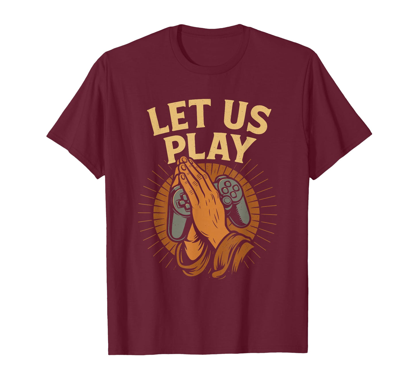 Funny Gamer Prayer Hands Controller Retro Video Game Humor T-Shirt