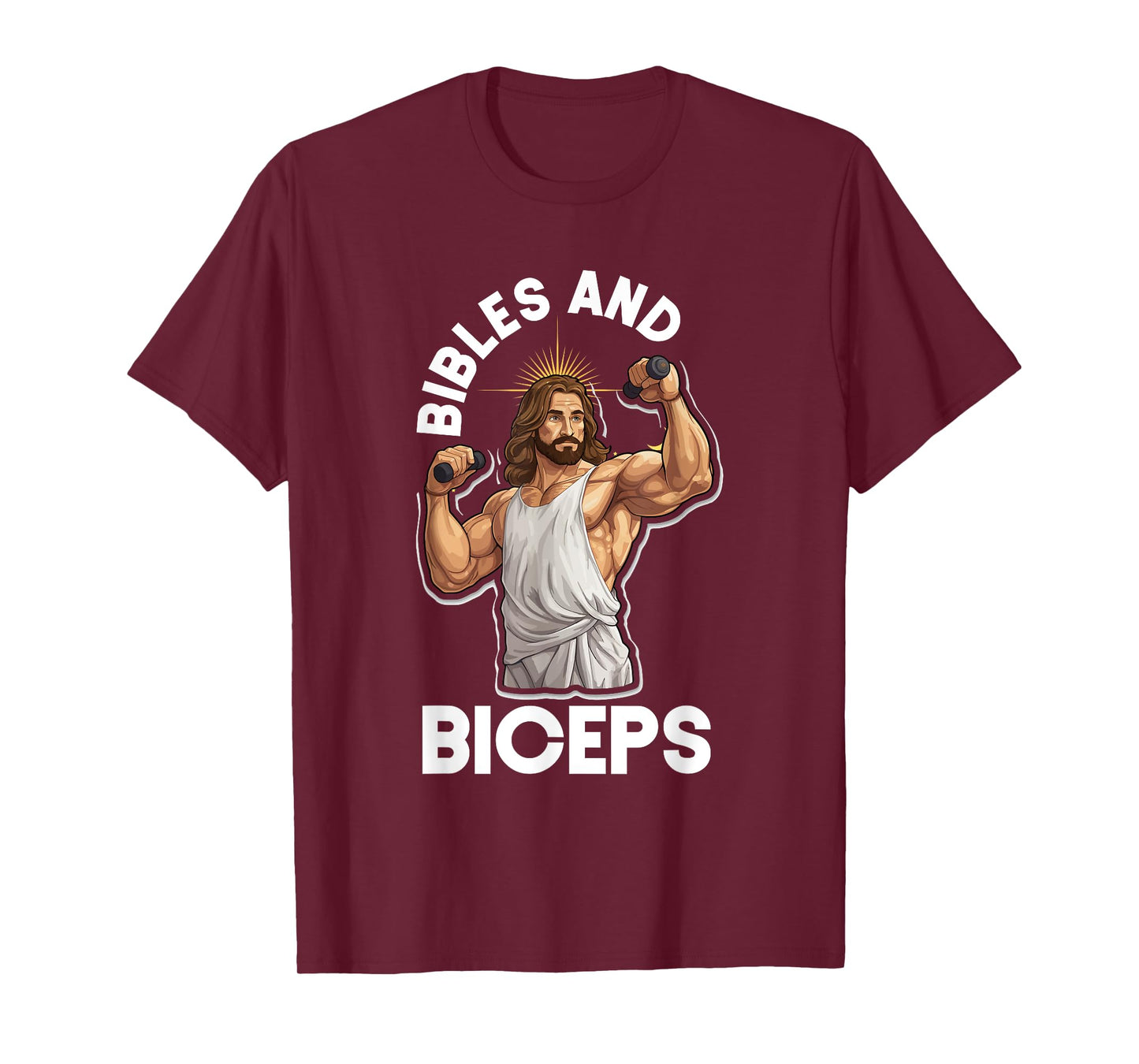 Bibles And Biceps Bodybuilding Jesus Fitness Weight Lifting T-Shirt