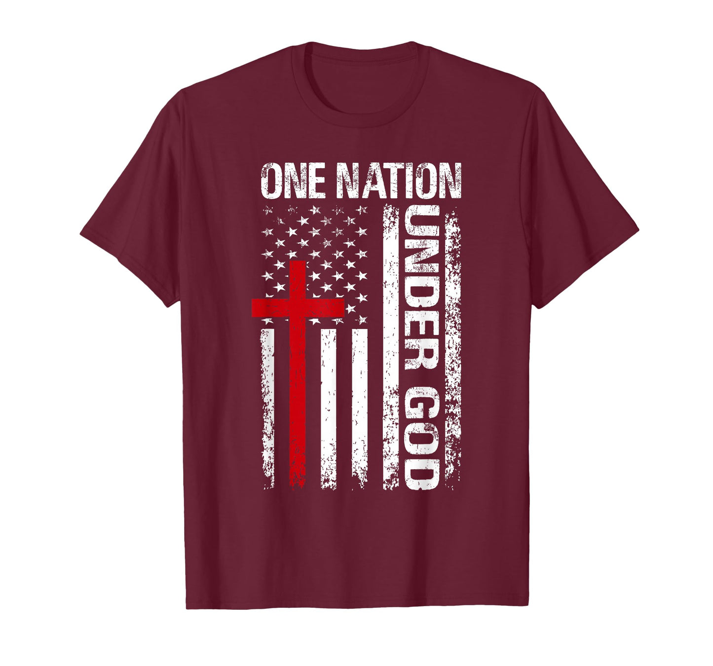 One Nation Under God Christian American Flag Patriotic Cross T-Shirt