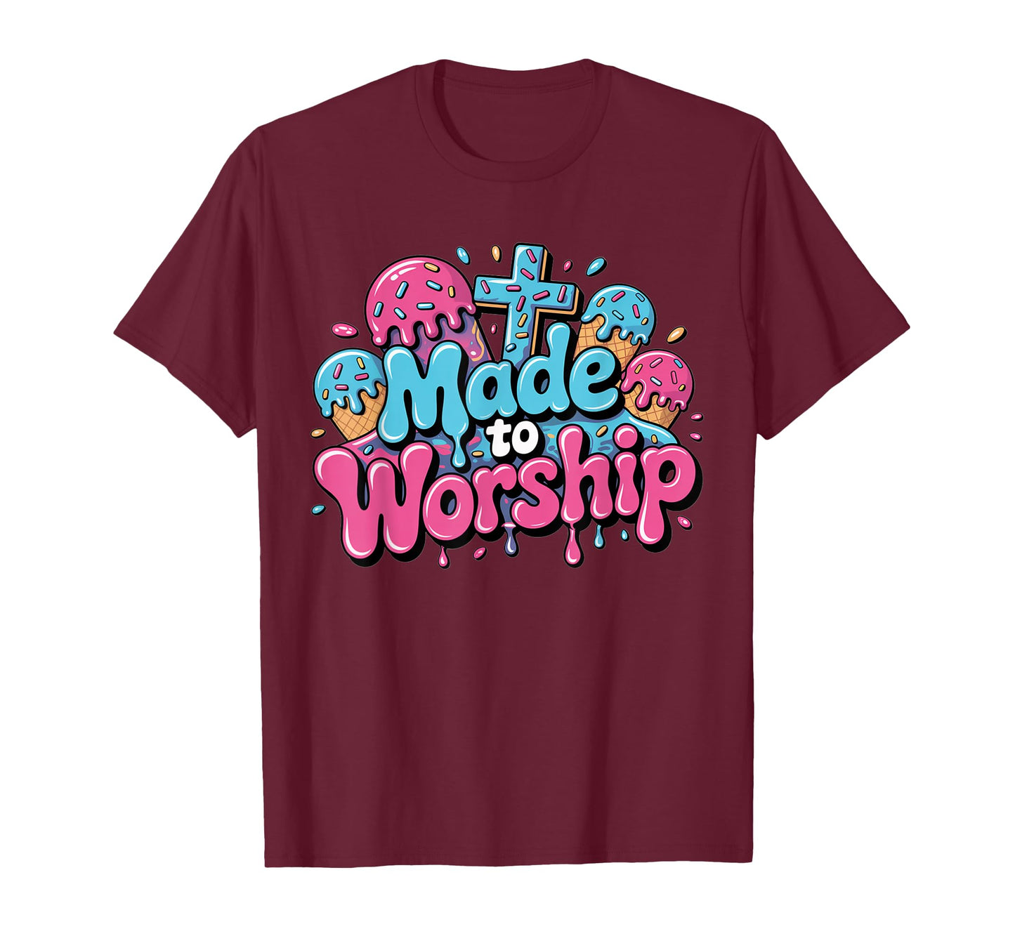 Made To Worship Shirt Ice Cream Drippy Christian Drip Kids T-Shirt