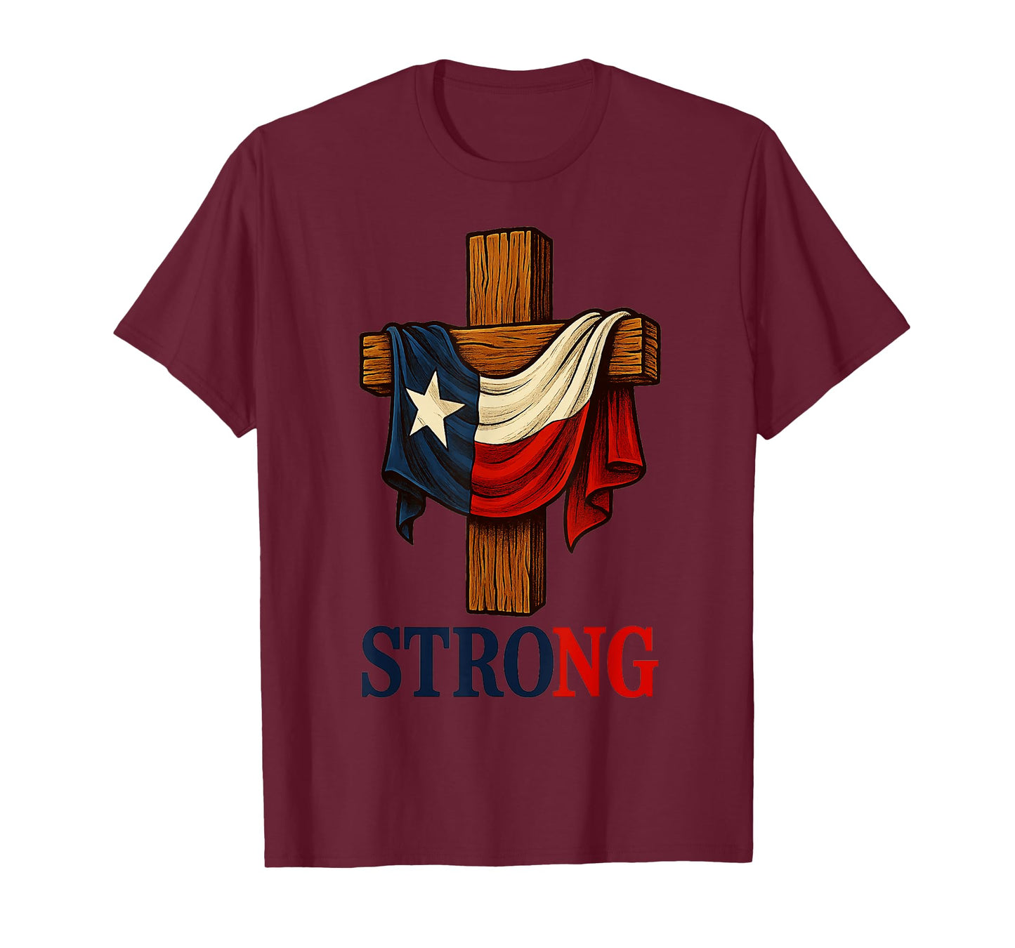 Strong Texas flag cross christian texas pride 2025 T-Shirt