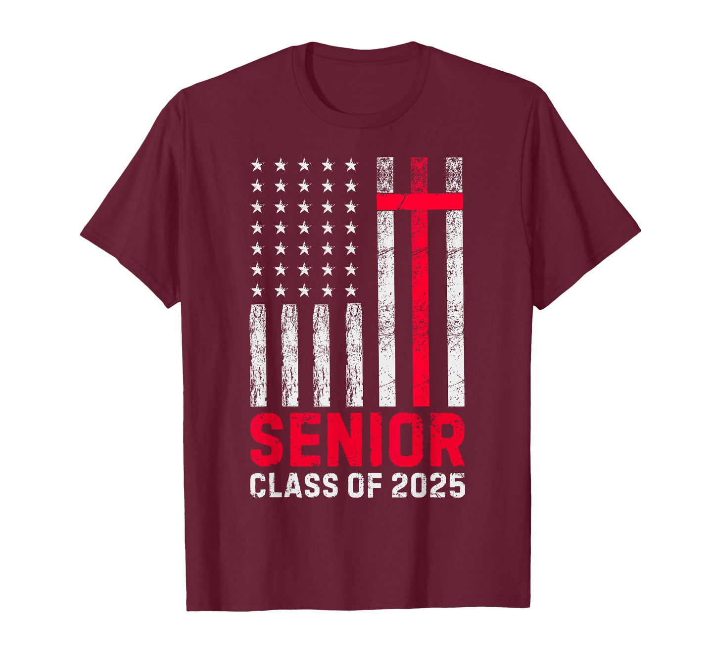 Senior Class of 2025 US Flag Cross Christian Graduation 2025 T-Shirt