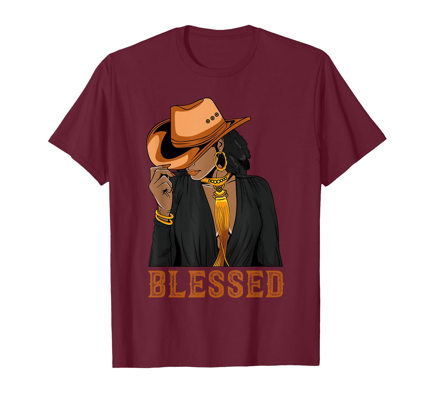 Western Country Black Cowgirl Black Woman Christian Blessed T-Shirt