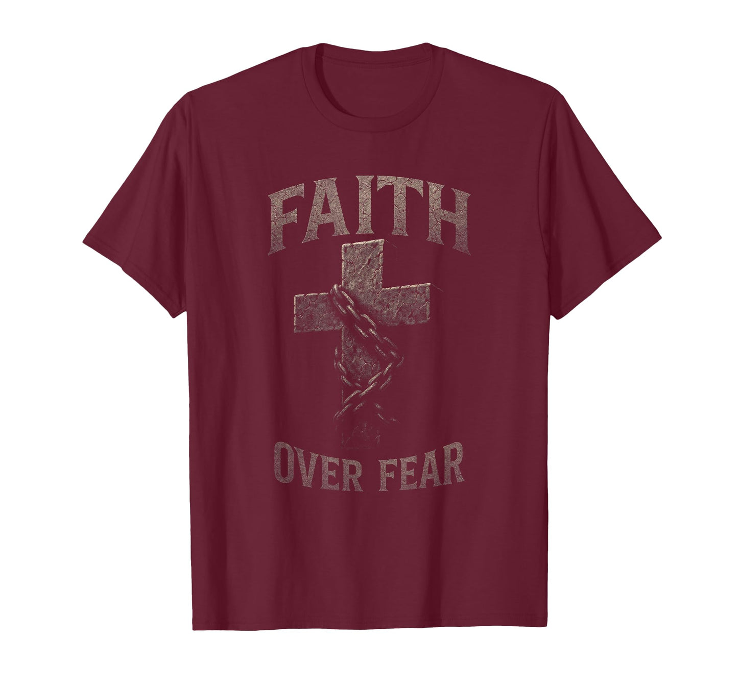 Faith Over Fear - Christian Cross Design T-Shirt