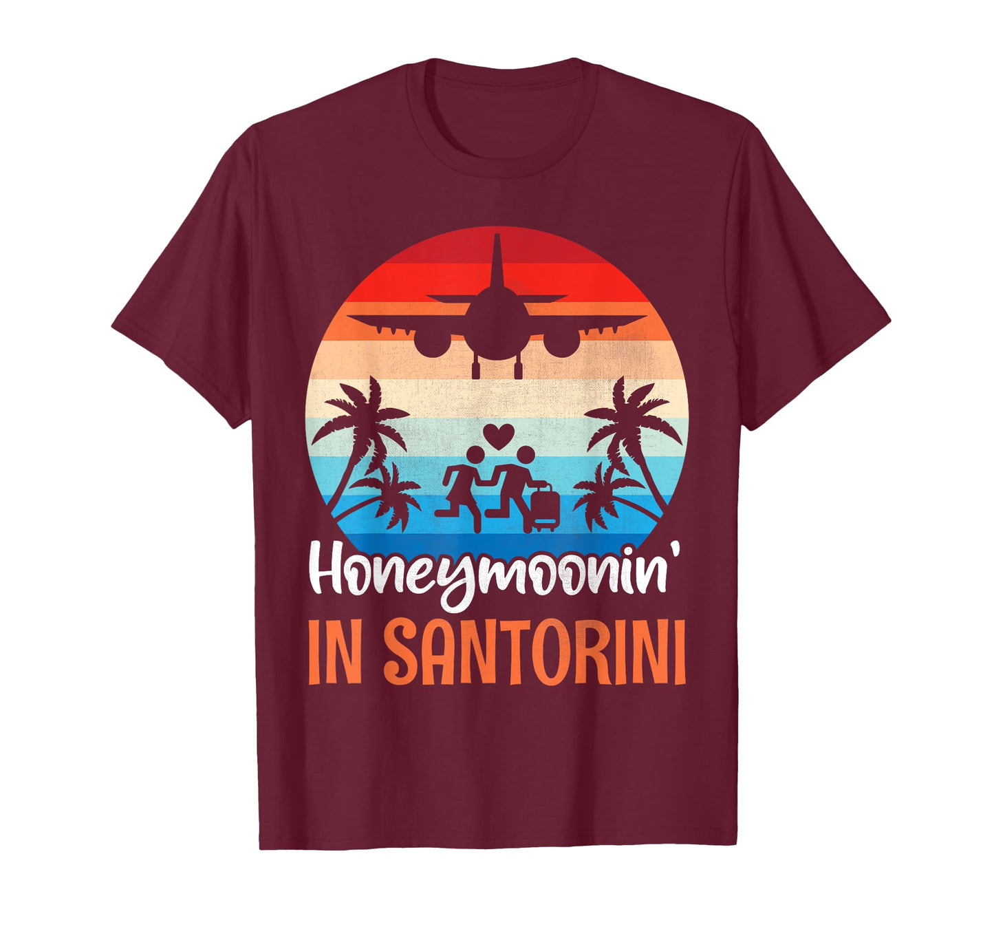 Husband Wife Together Honeymoonin' In Santorini Sunset Beach T-Shirt