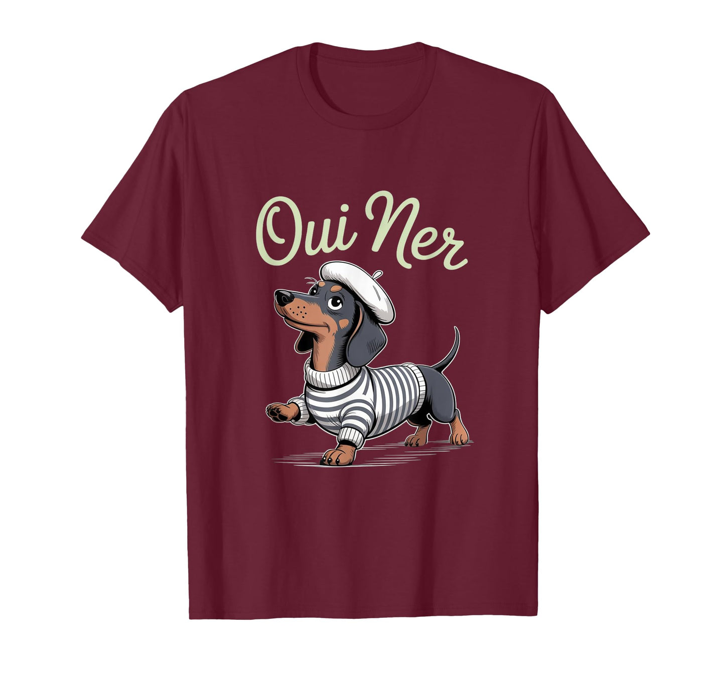 Oui Ner Dachshund Wiener Dog French Humor Funny Sausage Dog T-Shirt