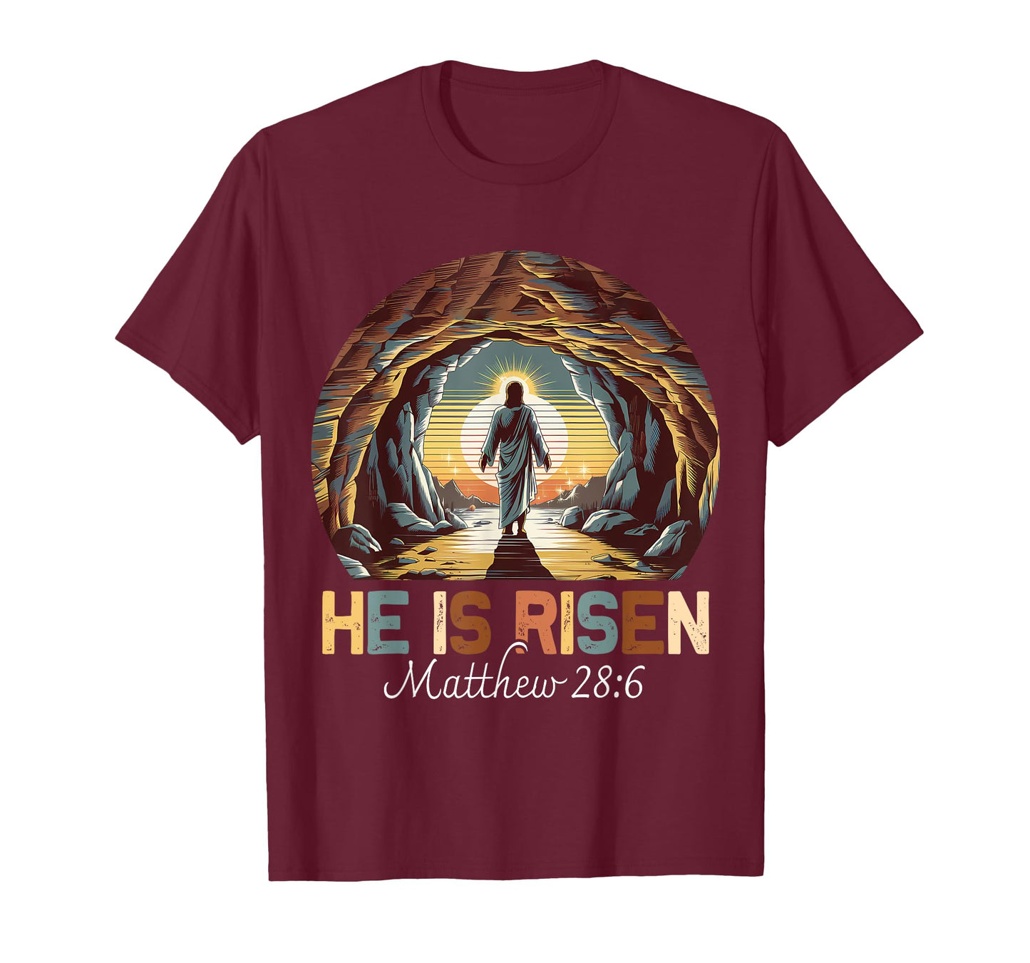 Easter Christian He Is Risen Jesus Empty Tomb Men Women Kids T-Shirt
