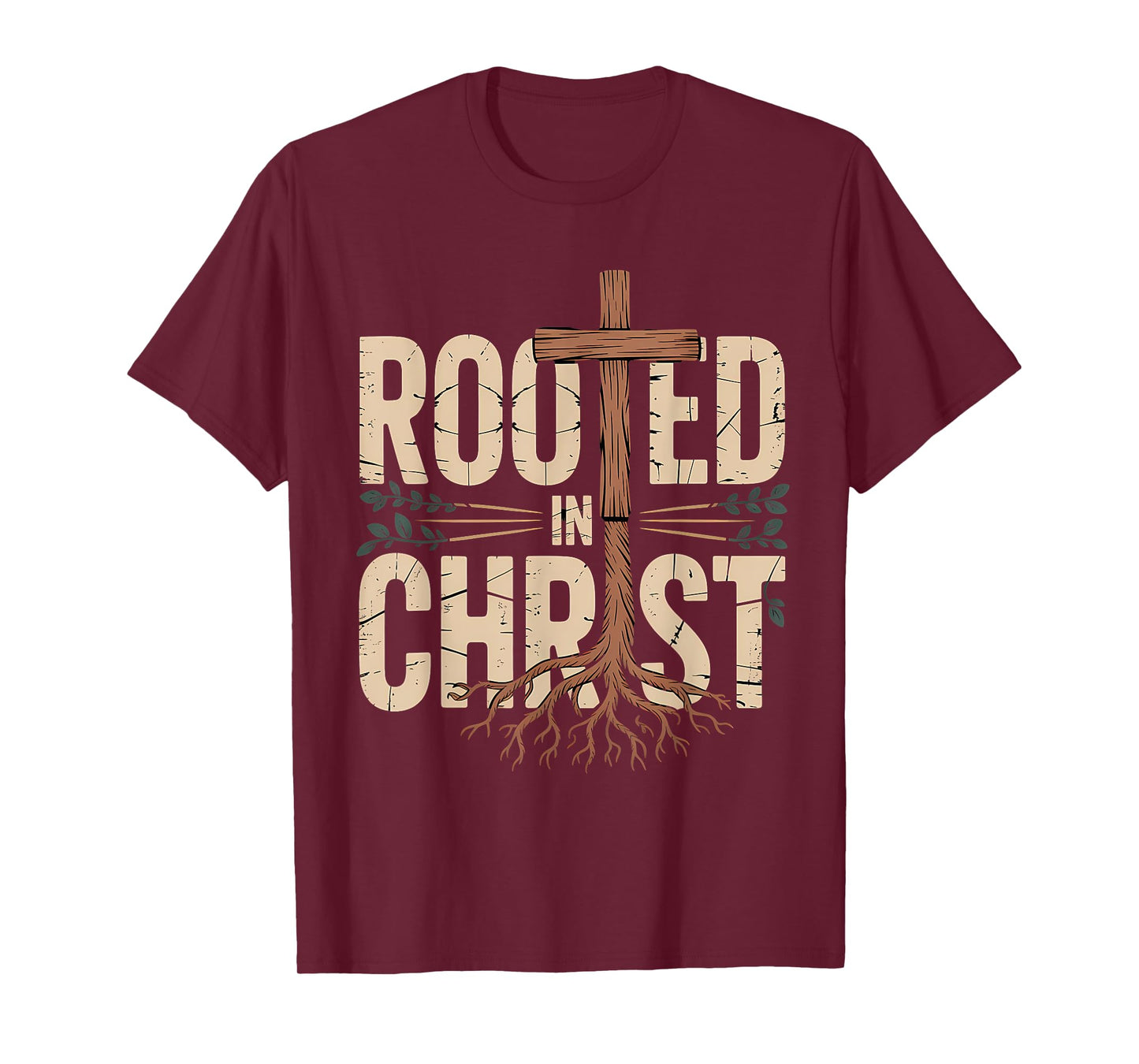 Rooted in Christ Jesus Cross Christian Faith T-Shirt