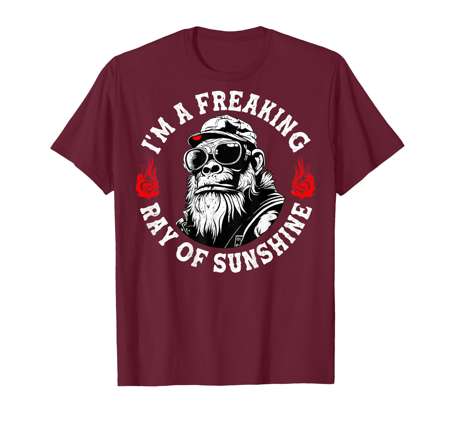 I’m A Freaking Ray of Sunshine Funny Monkey (On Back) T-Shirt
