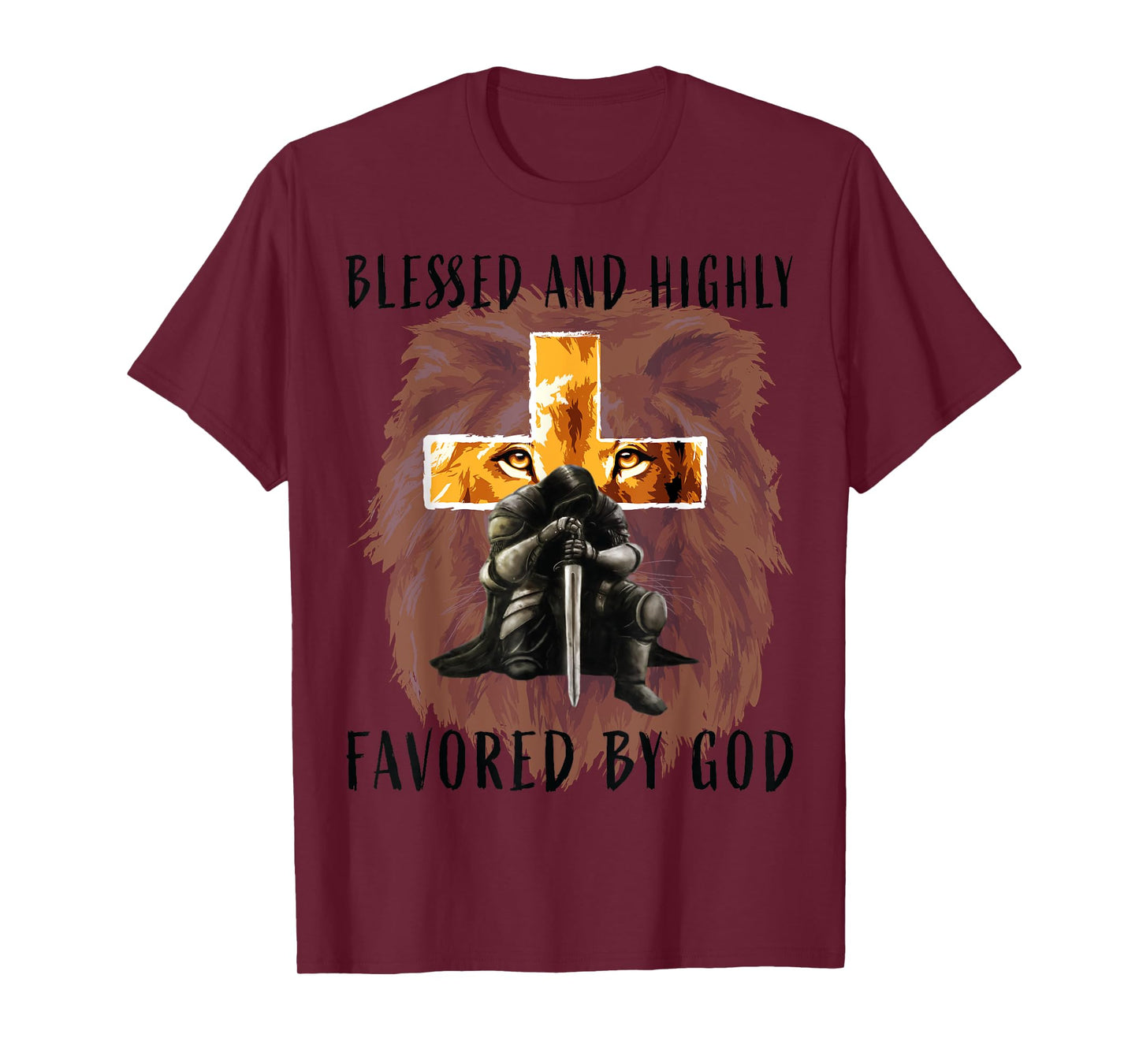 Blessed Favored Christian Religious Messages Lion Saying Men T-Shirt