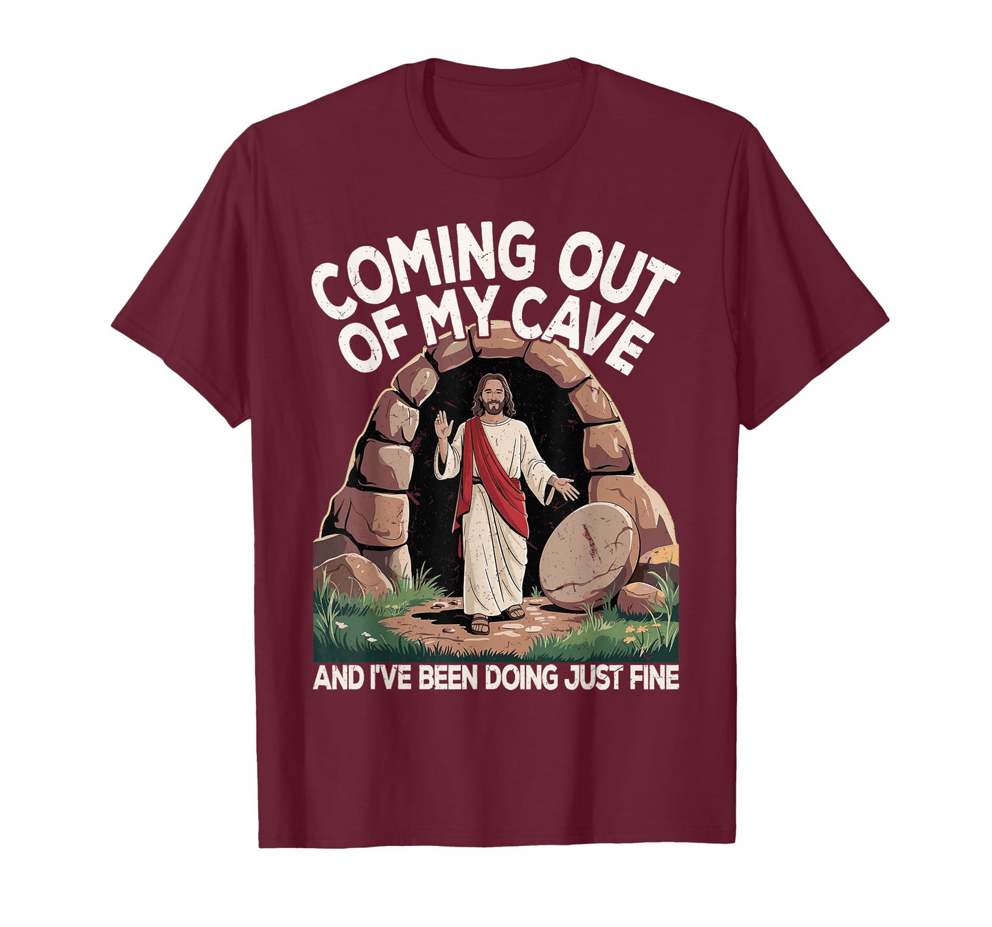 Funny Easter Jesus Coming Out of My Cave Retro Humor Easter T-Shirt