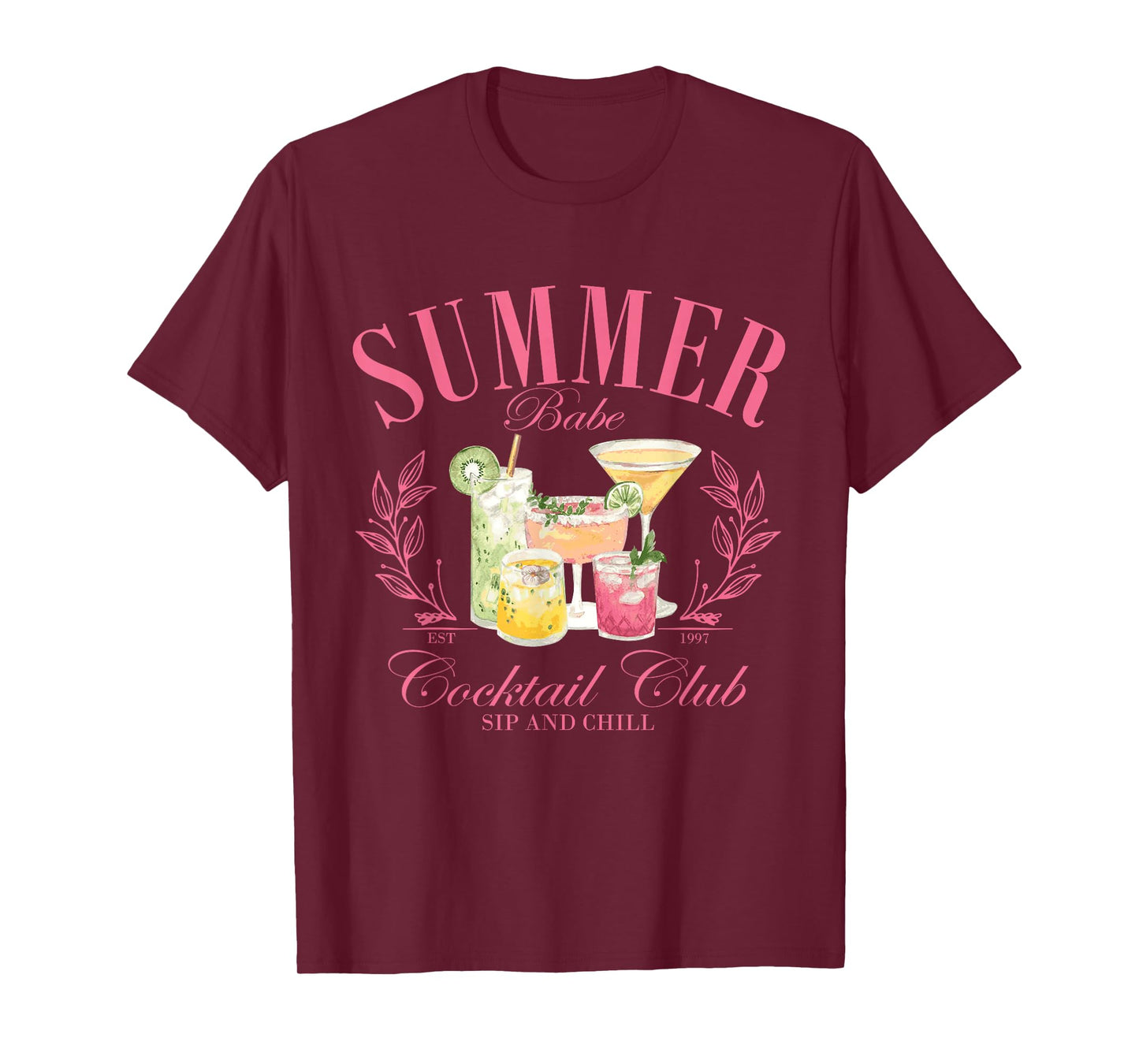 Summer Babe Cocktail Club Sip and Chill Desig T-Shirt