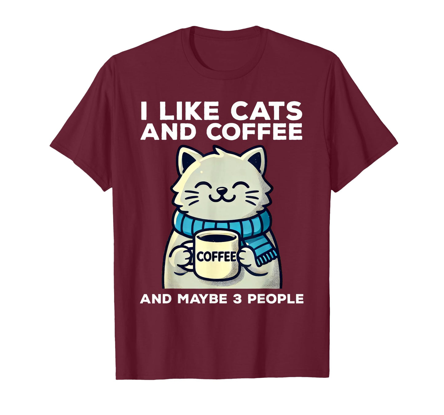 I Like Cats And Coffee And Maybe 3 People Funny Cat Retro T-Shirt