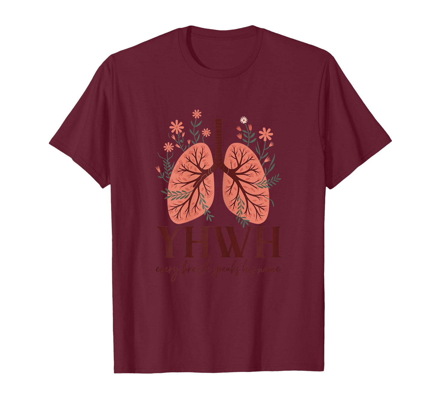 Womens YHWH Every Breath Floral Christian Quote for Women T-Shirt