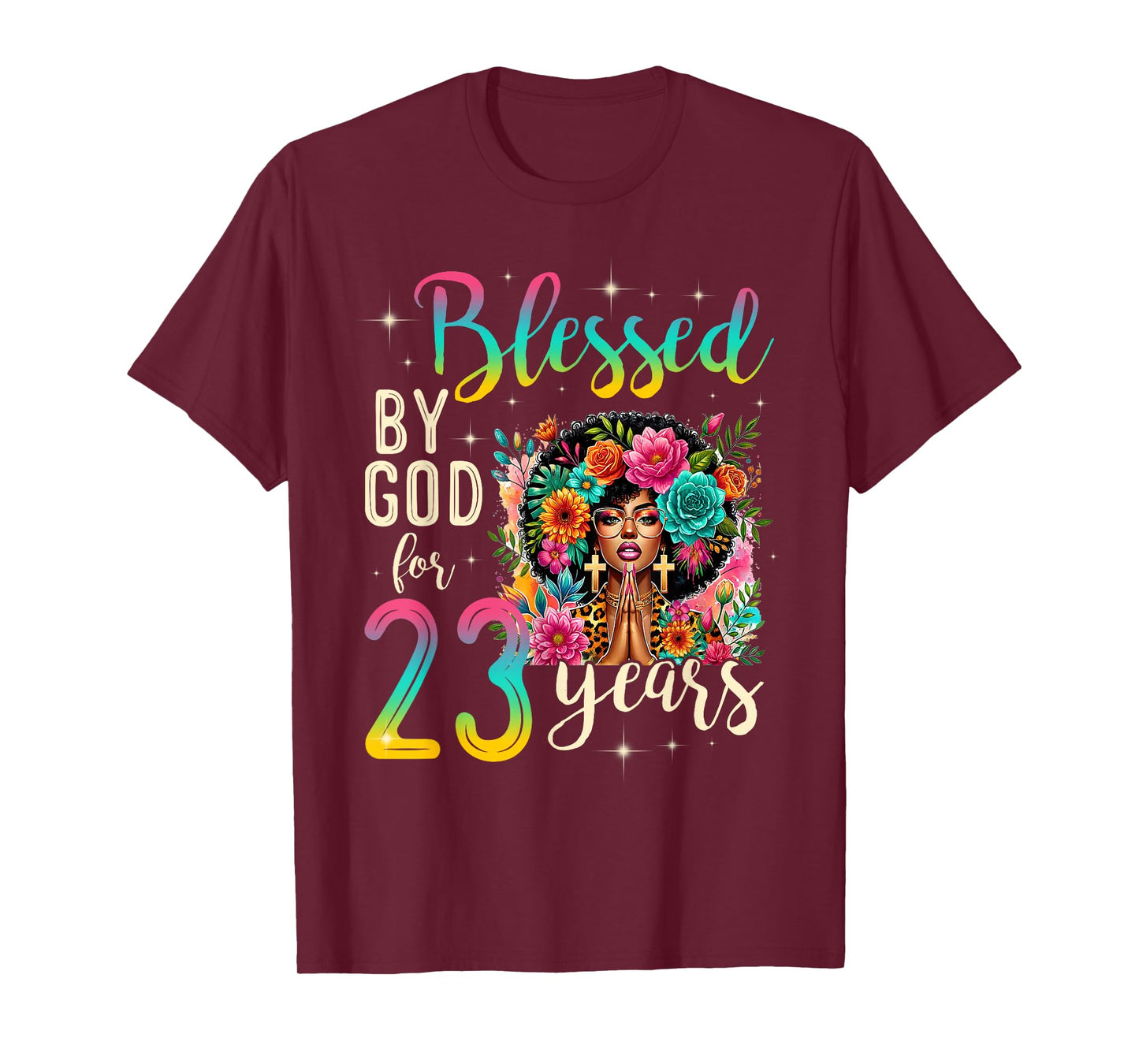 Black Girl Blessed by God for 23 Years Christian Birthday T-Shirt