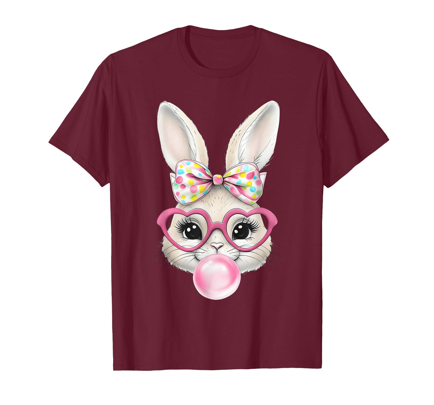 Cute Bunny Rabbit Face Coquette Bow Easter Day Girls Women T-Shirt
