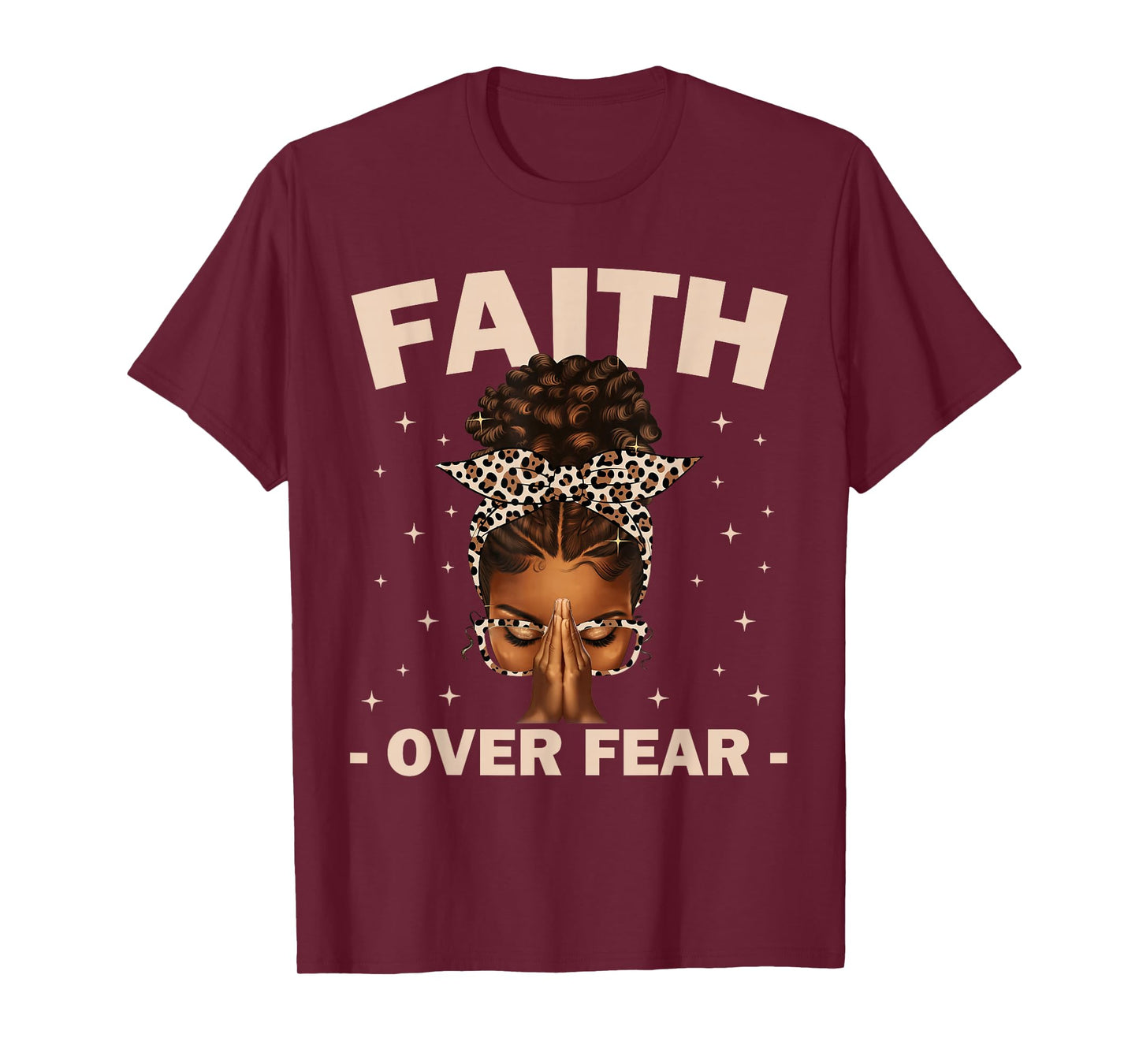 Faith Over Fear Black Women Afro Christian African American T-Shirt