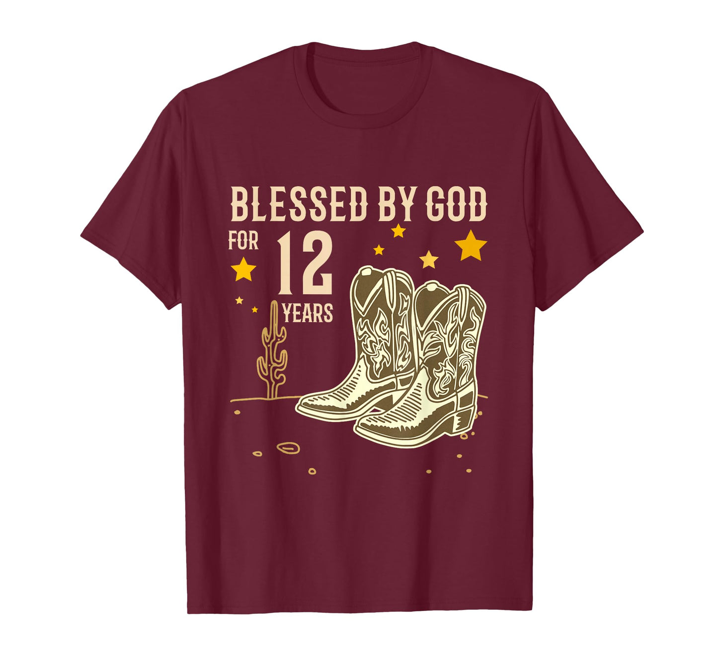Vintage Blessed by God for 12 Years Cowboy 12th Birthday Boy T-Shirt