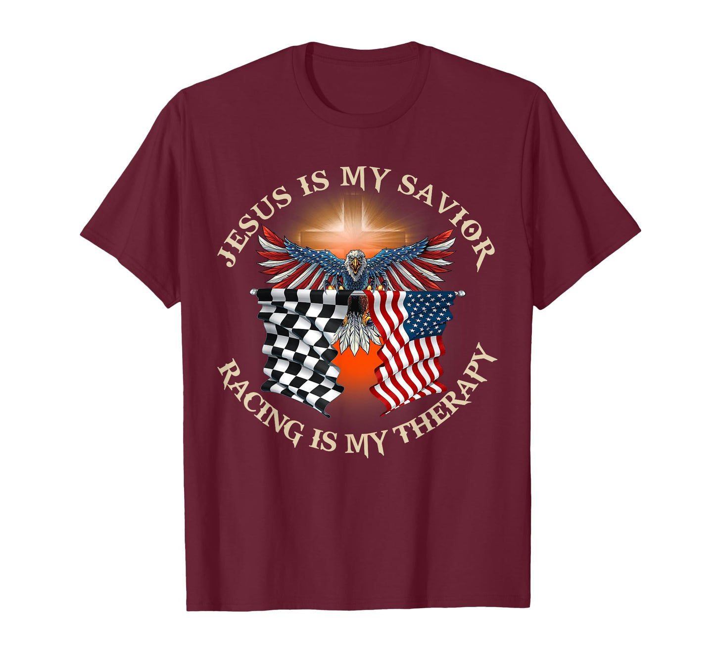Jesus Is My Savior Racing Is My Therapy Race Car T-Shirt