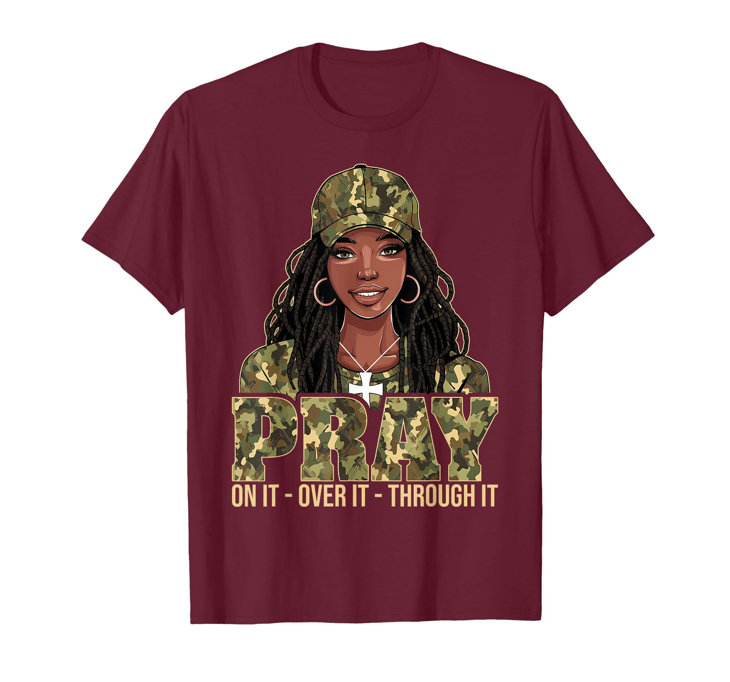 Pray On It Pray Over It Black Woman Loc'd Christian Women T-Shirt