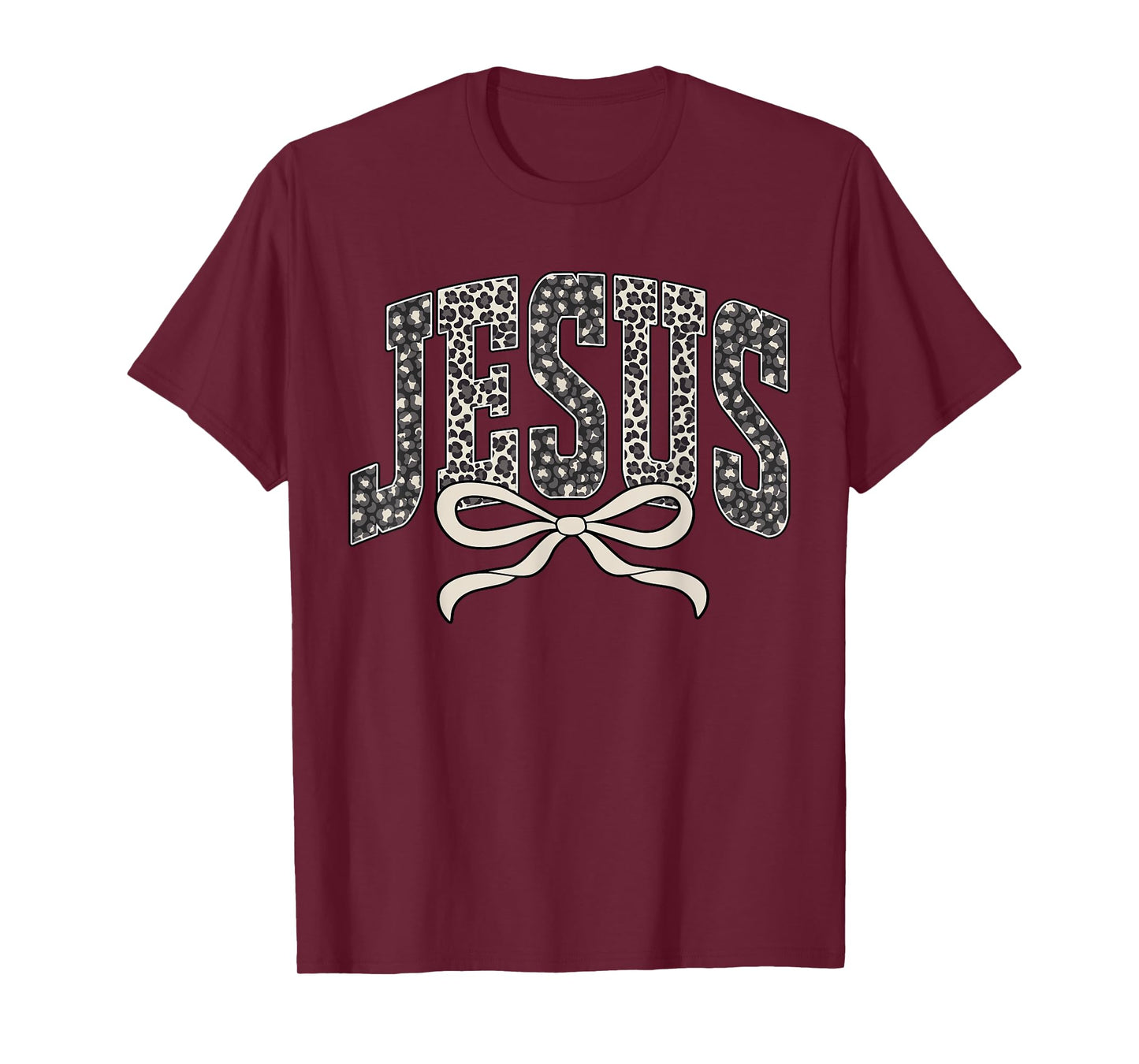 Faith Leopard Jesus Coquette Bow Christian Religious Bible T-Shirt