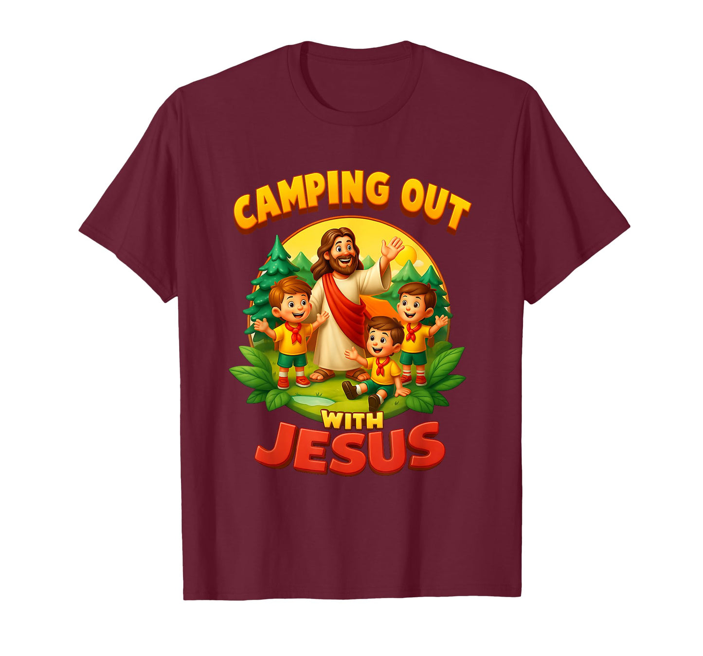 Camping Out with Jesus Summer Camp VBS Christian Faith Kids T-Shirt