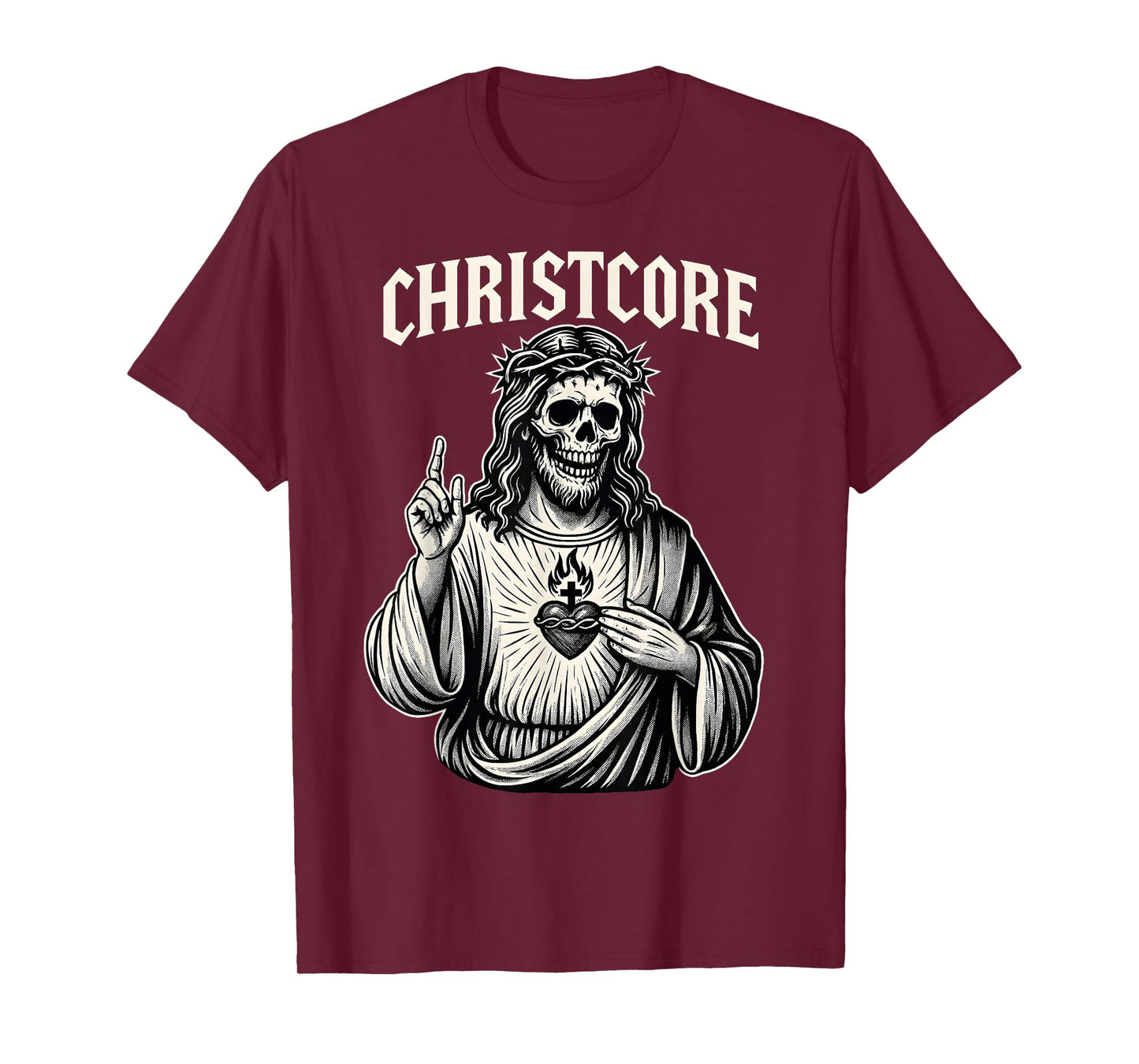 Christcore Skull Jesus Sacred Heart Christian Metal Gothic T-Shirt