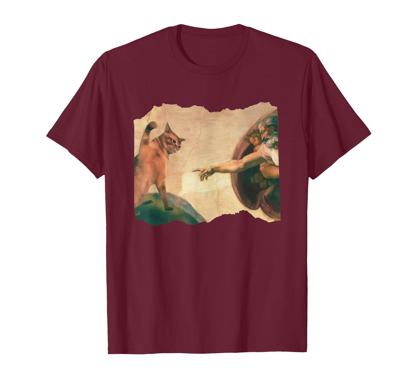 Funny Cat Swatting God's Hand Parody Cat The Divine Swipe T-Shirt for Men Women