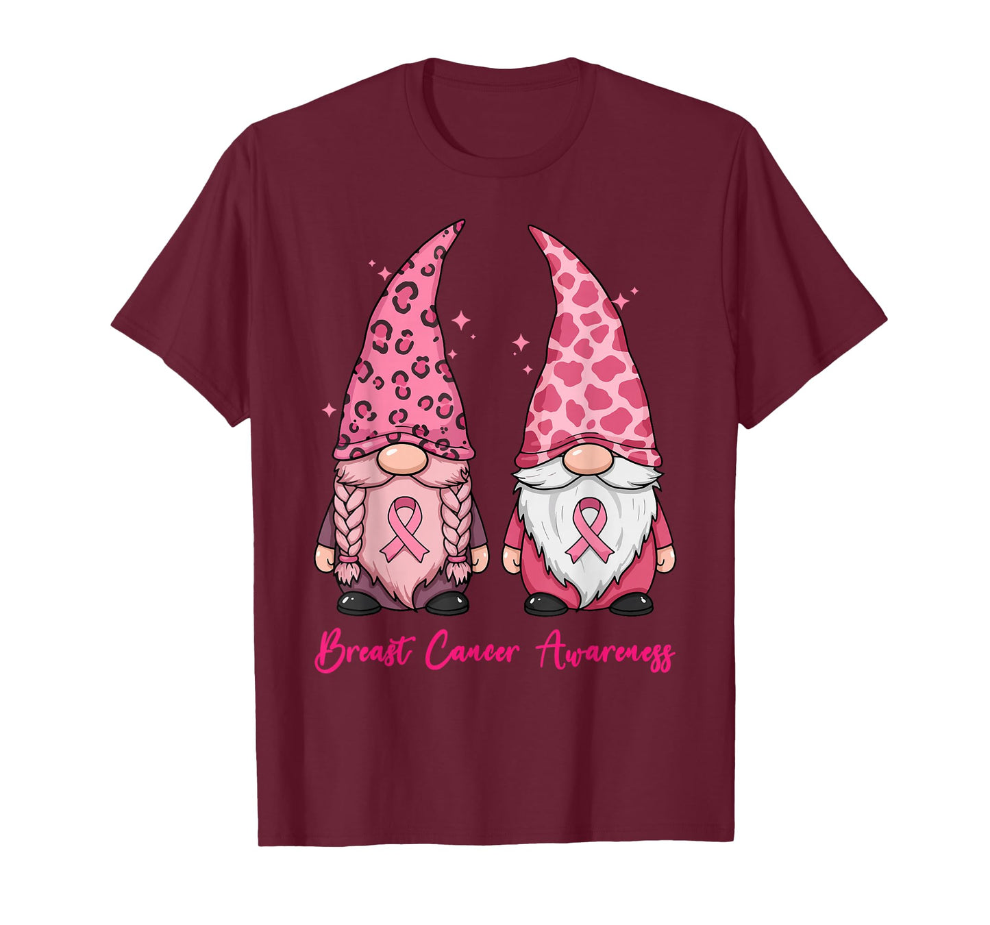 in October We Wear Pink Ribbon Gnome Breast Cancer Awareness T-Shirt