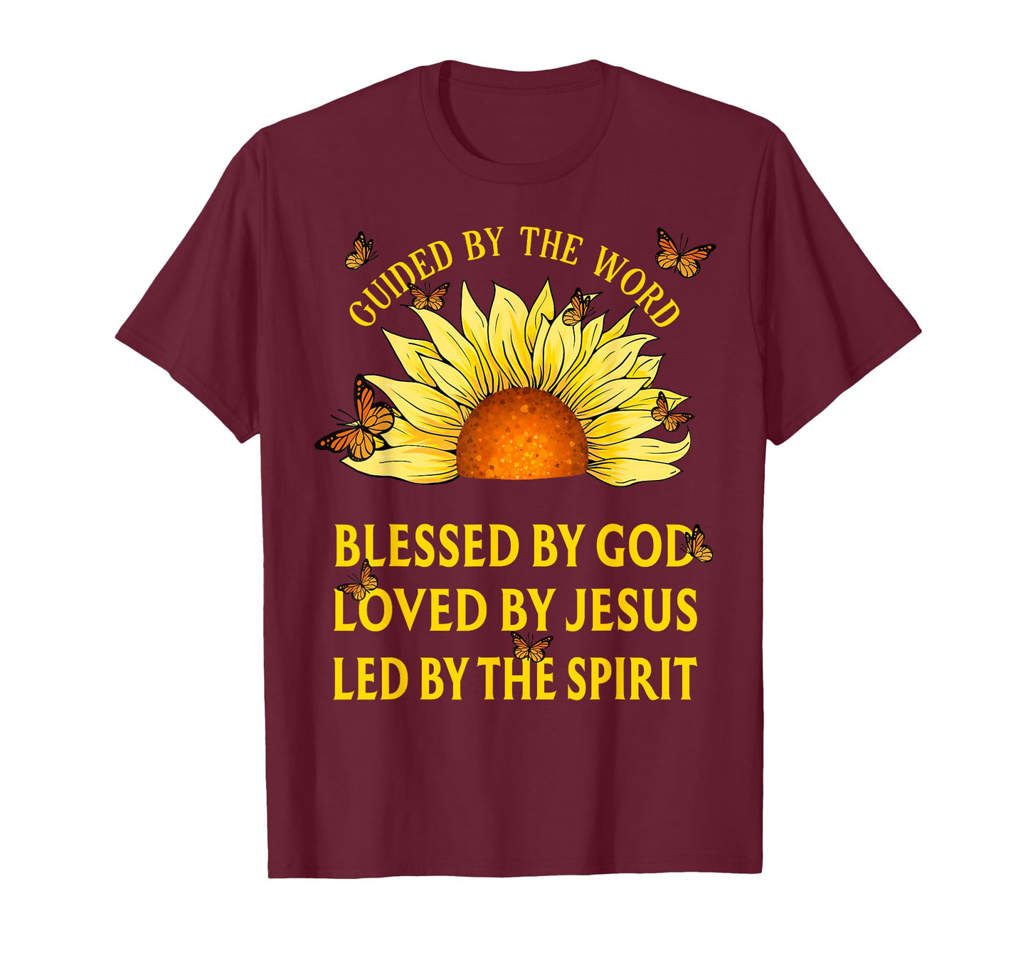 Guided By The Bible Blessed By God Sunflower Christian T-Shirt