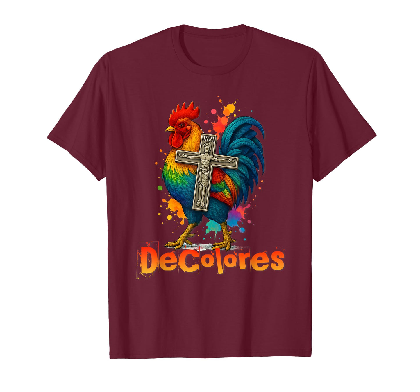 DeColores Cursillo Rainbow Rooster Catholic T-Shirt